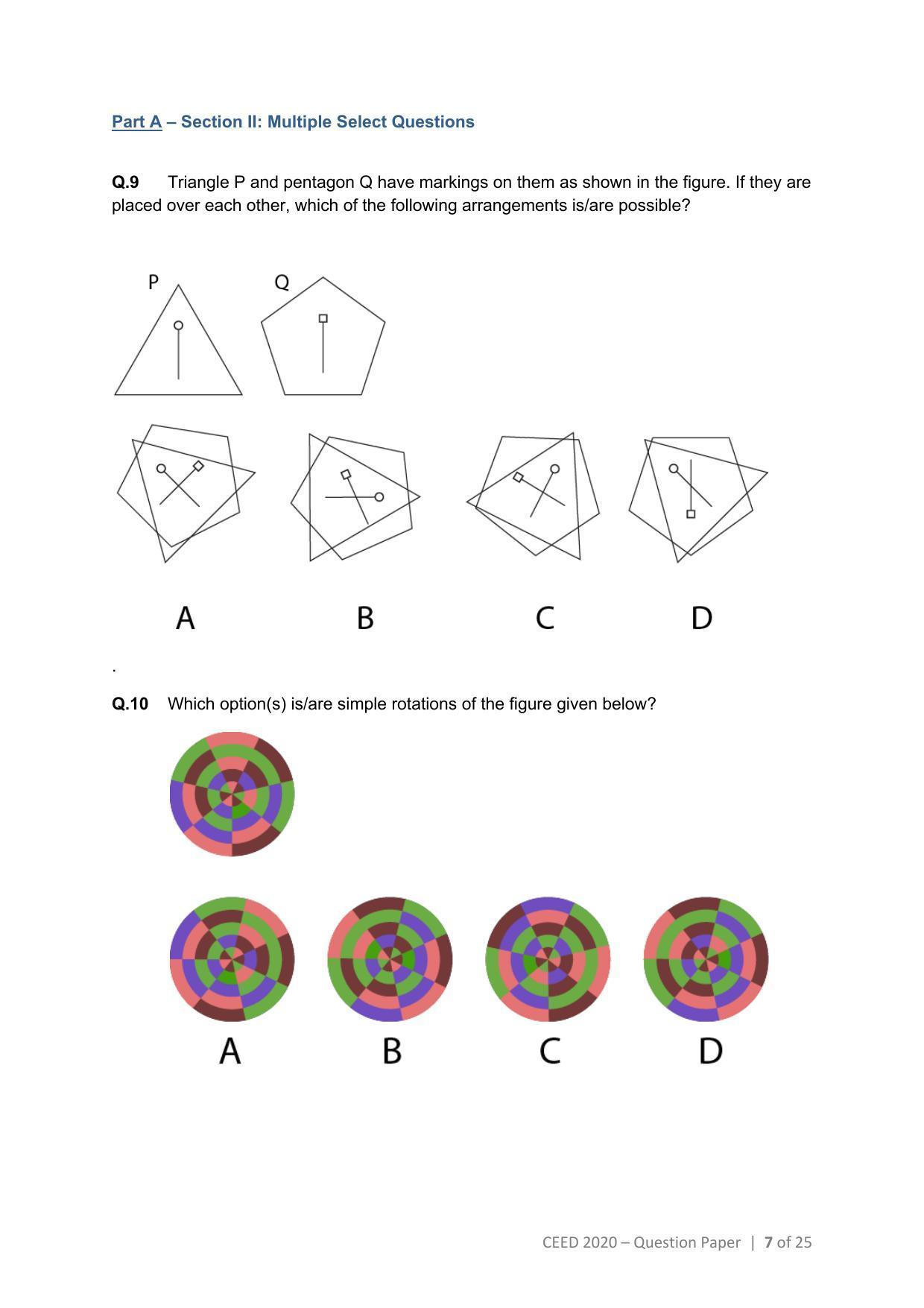 CEED 2020 Question Paper - Page 7