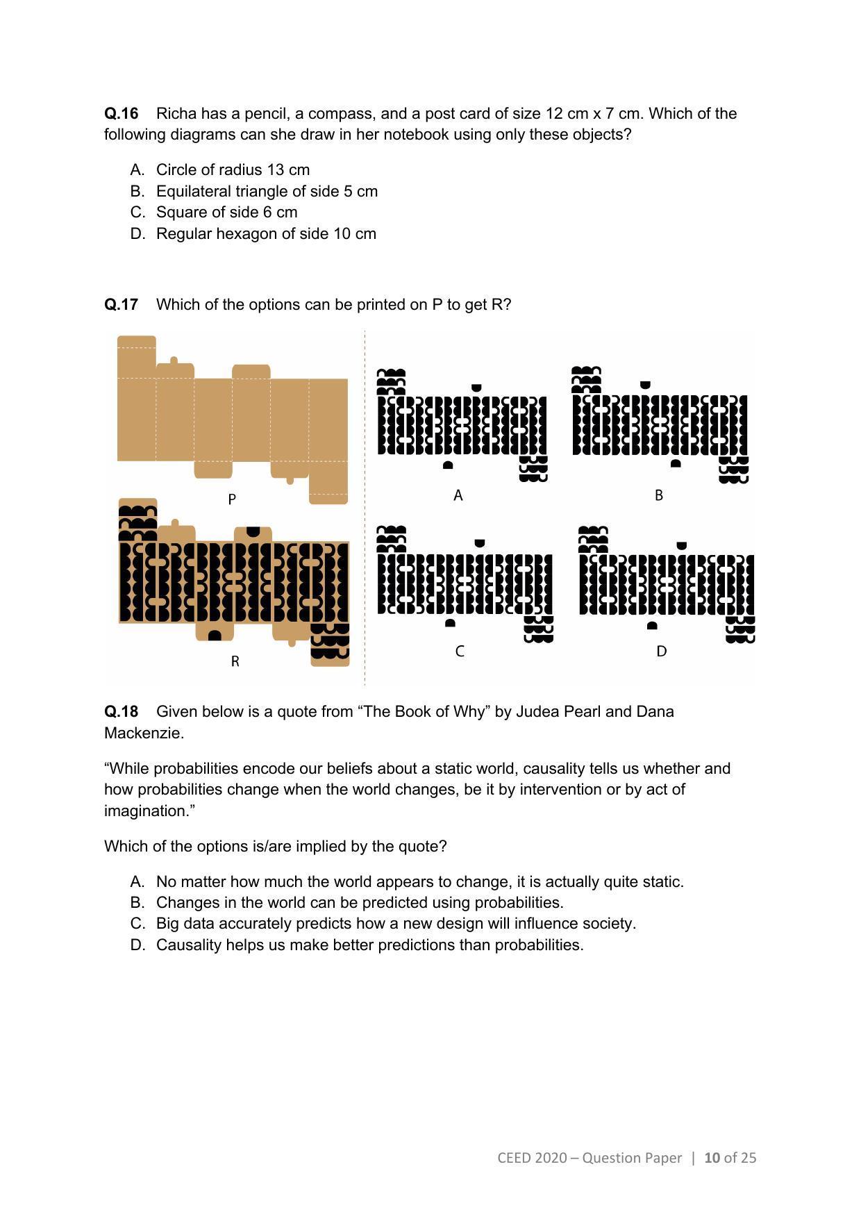 CEED 2020 Question Paper - Page 10