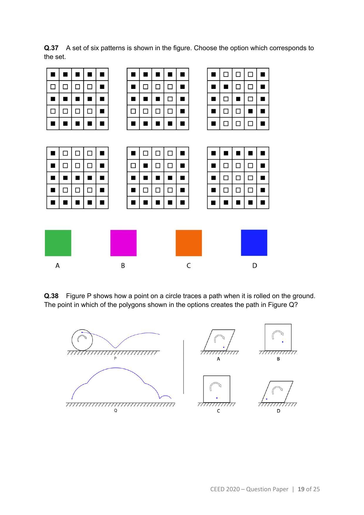 CEED 2020 Question Paper - Page 19