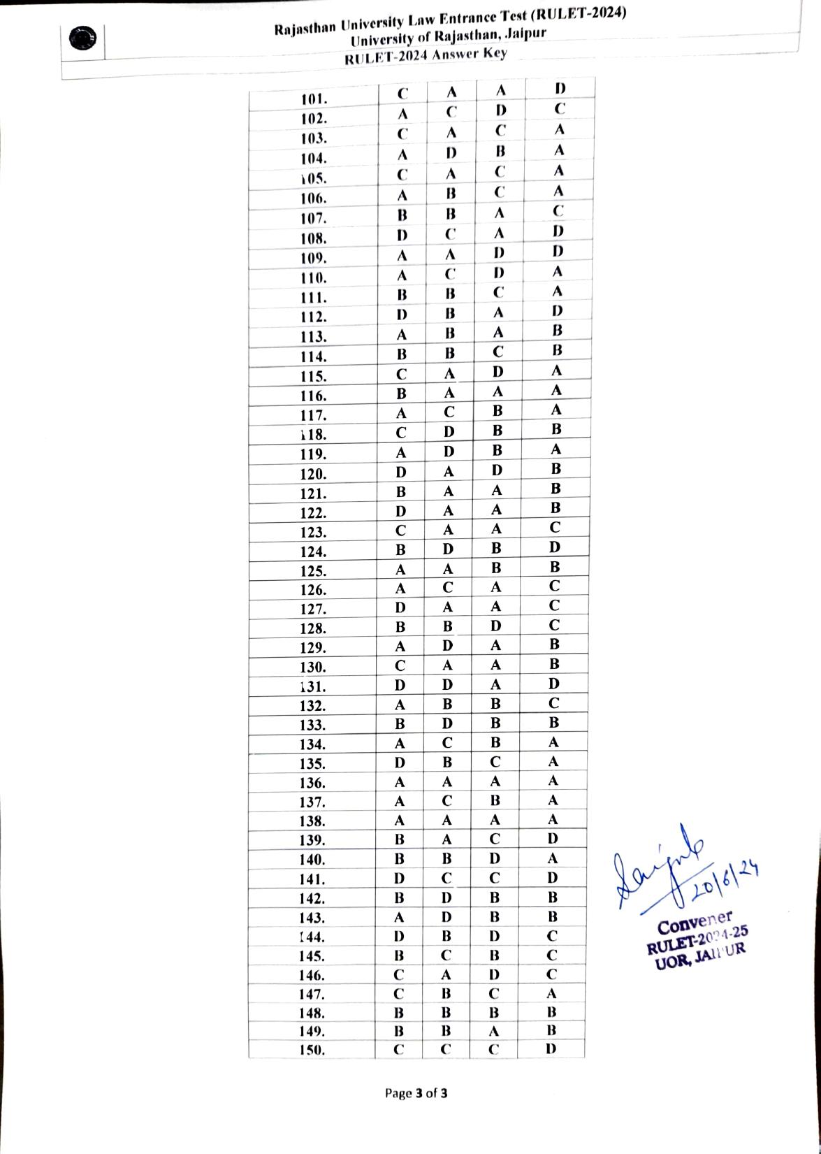 RULET 2024 Answer Key - Page 3