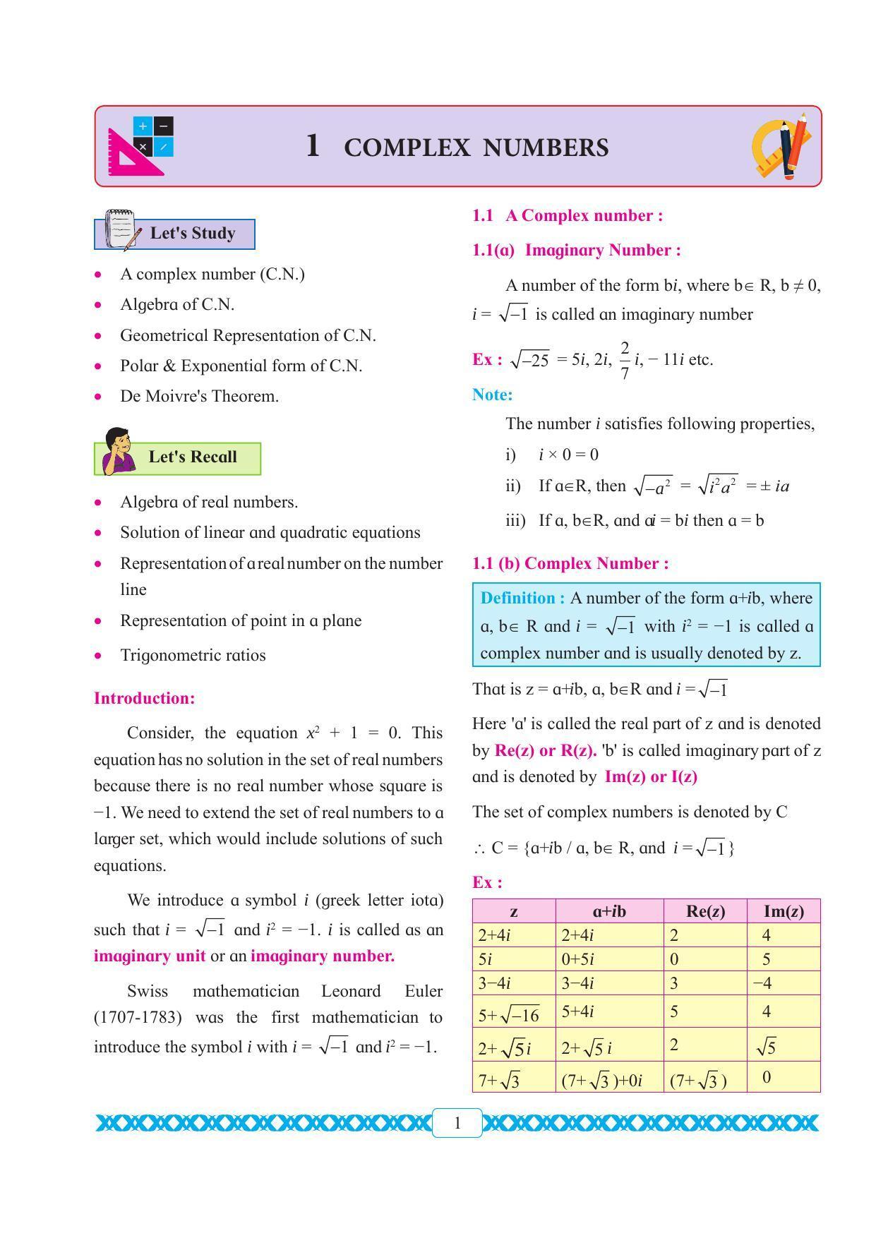 Maharashtra Board Class 11 Maths Textbook - Page 11