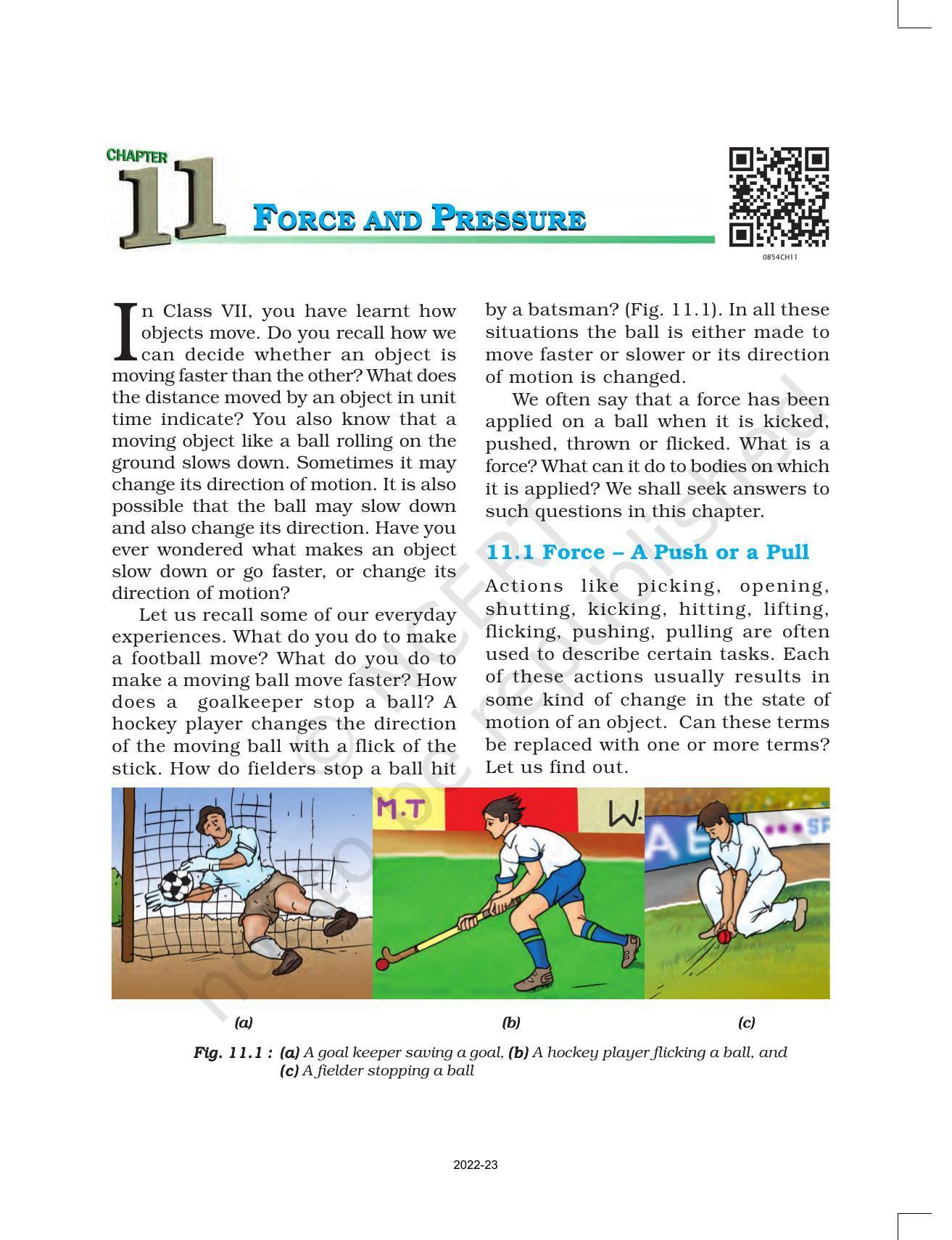 NCERT Book For Class 8 Science Chapter 11 Force And Pressure ...