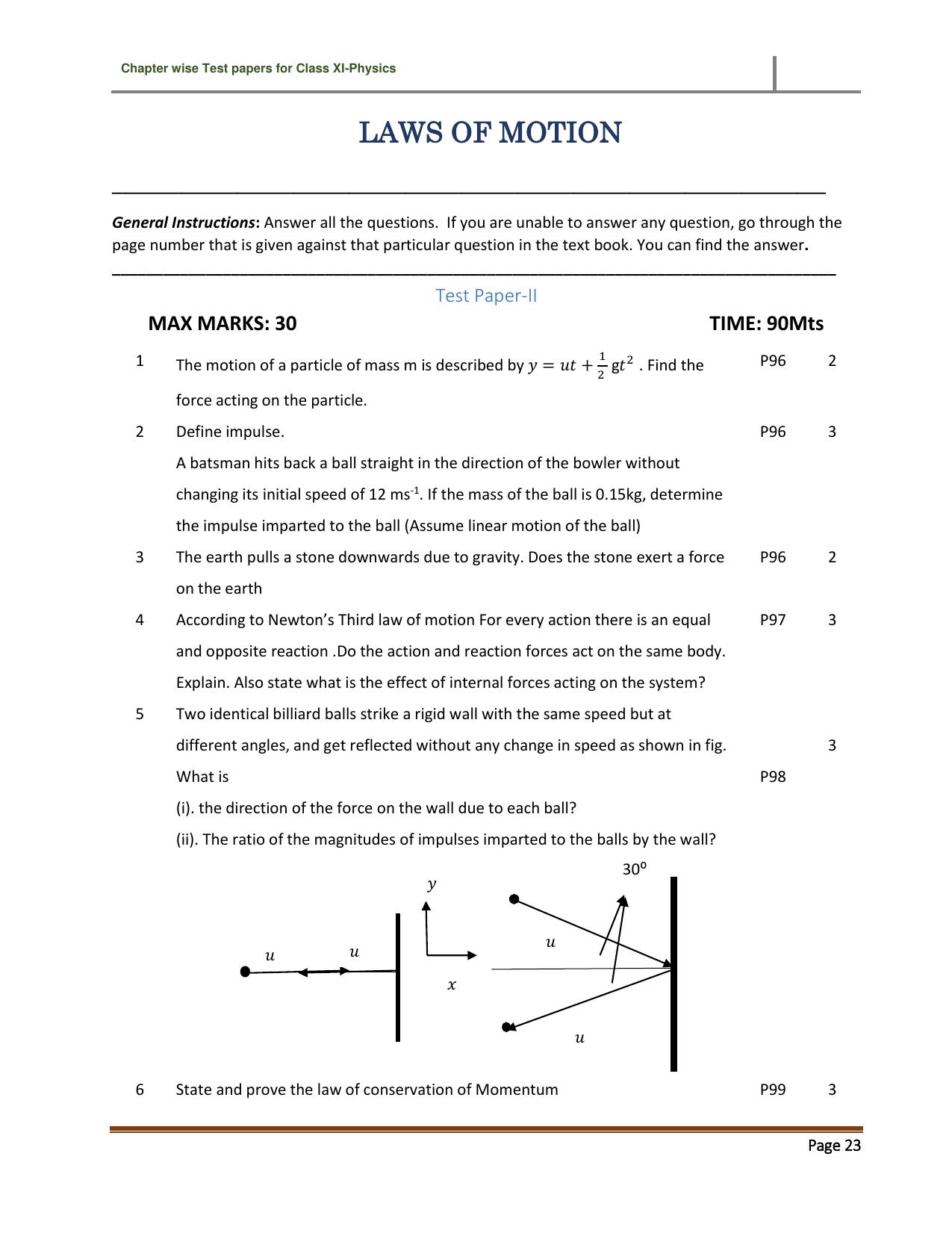 CBSE Worksheets for Class 11 Physics Laws of Motion Assignment 2 - Page 1