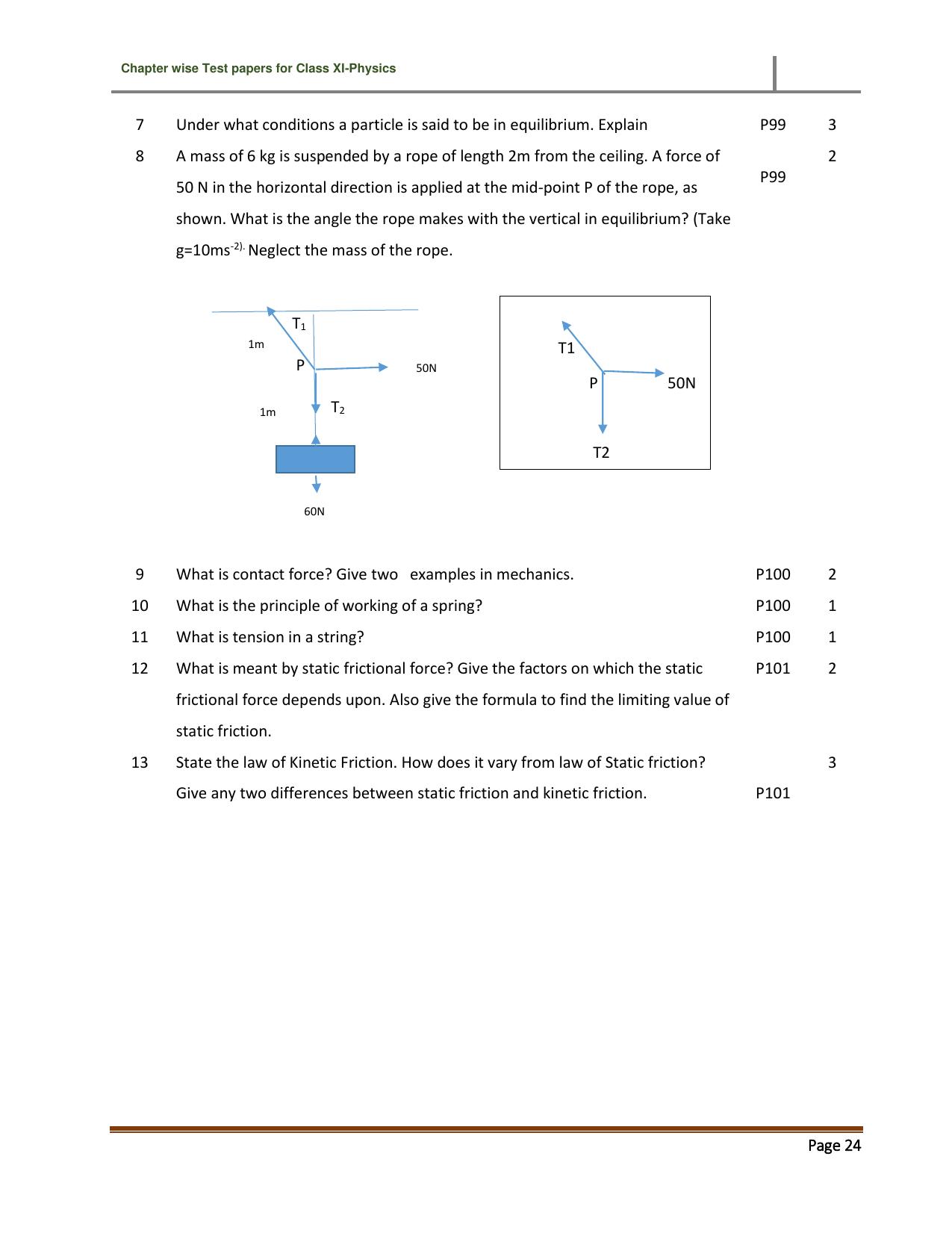 CBSE Worksheets for Class 11 Physics Laws of Motion Assignment 2 - Page 2