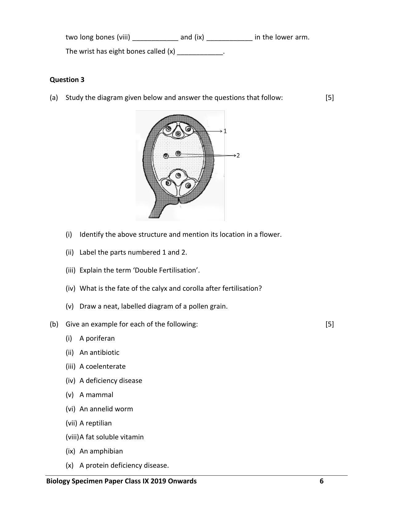ICSE Class 9 Biology Science Paper-III Sample Paper - Page 6