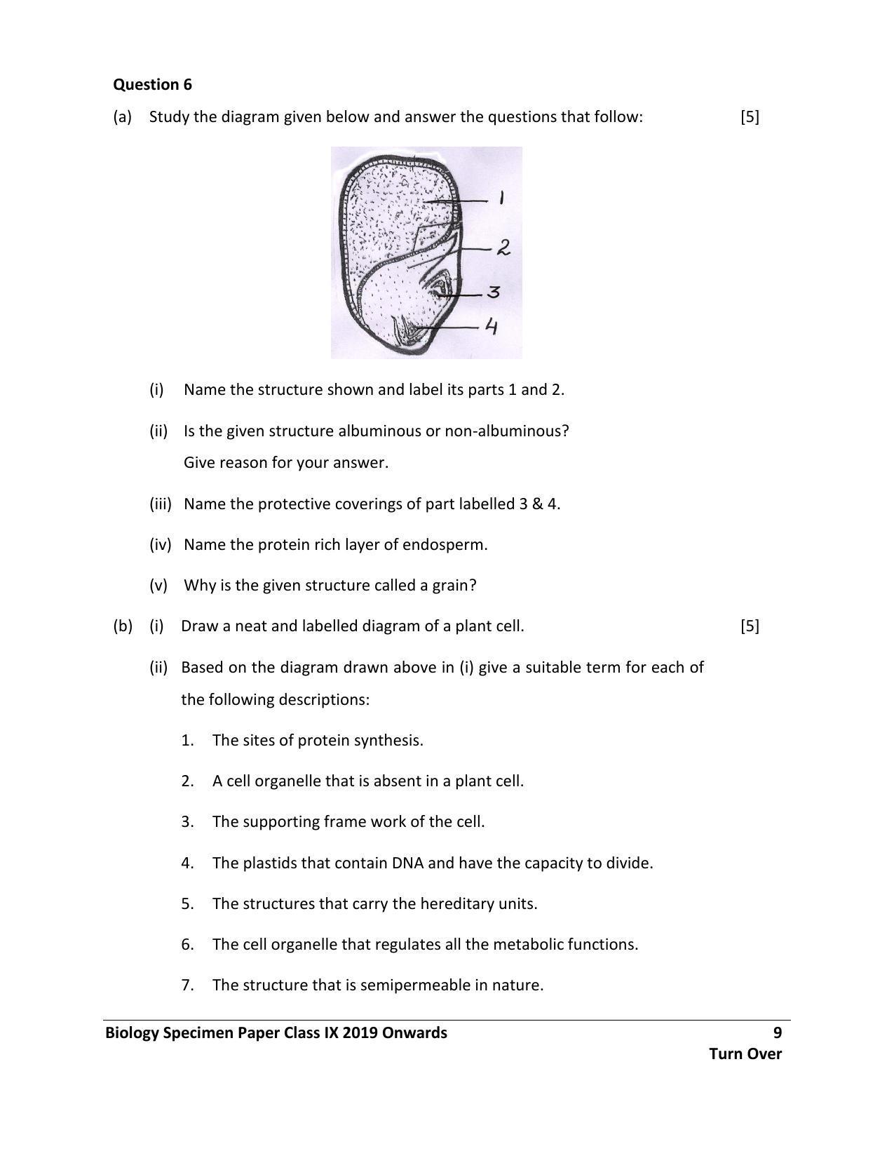 ICSE Class 9 Biology Science Paper-III Sample Paper - Page 9