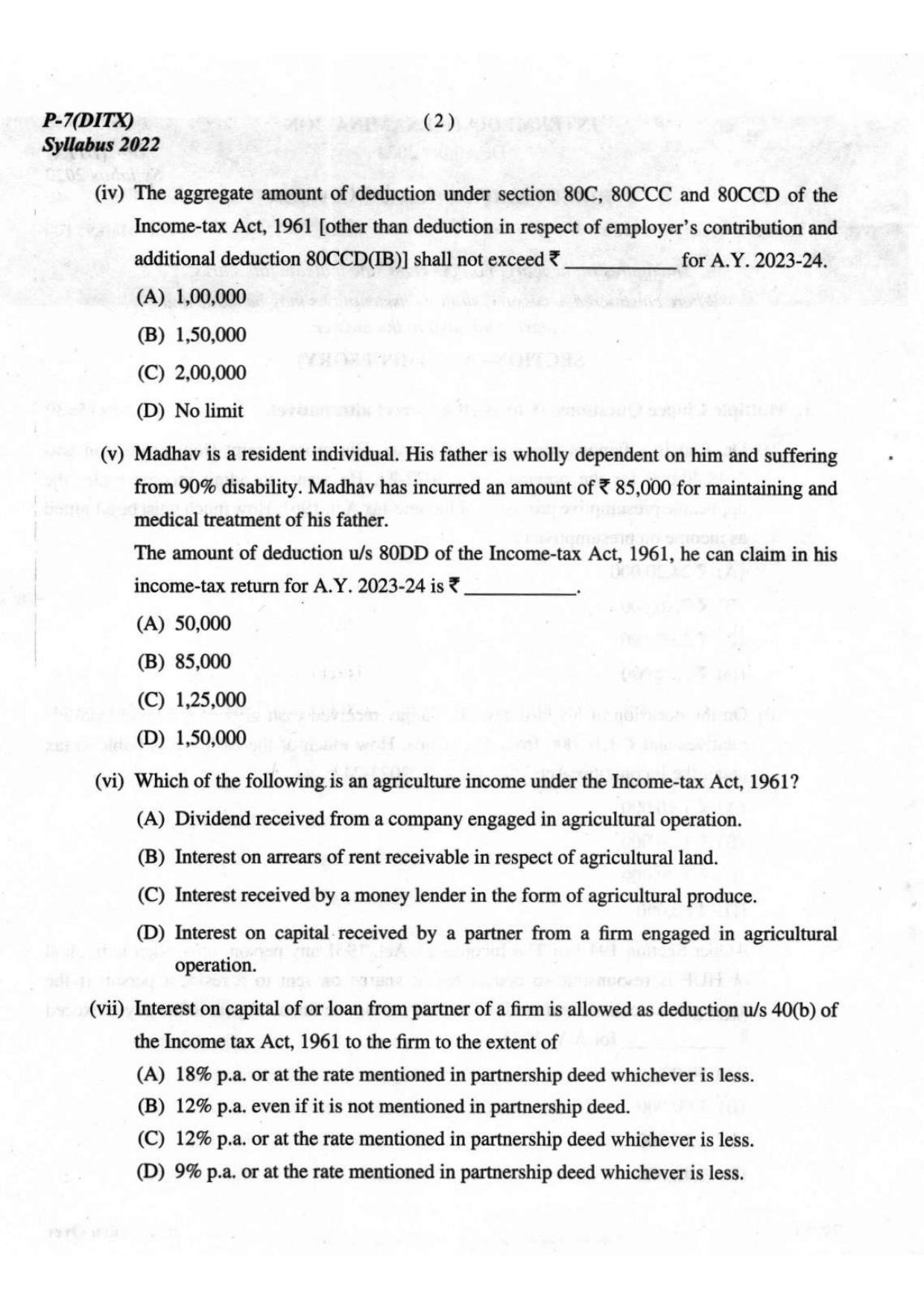 ICMAI Intermediate December 2023 Question Paper - Direct And Indirect Taxation - Page 2