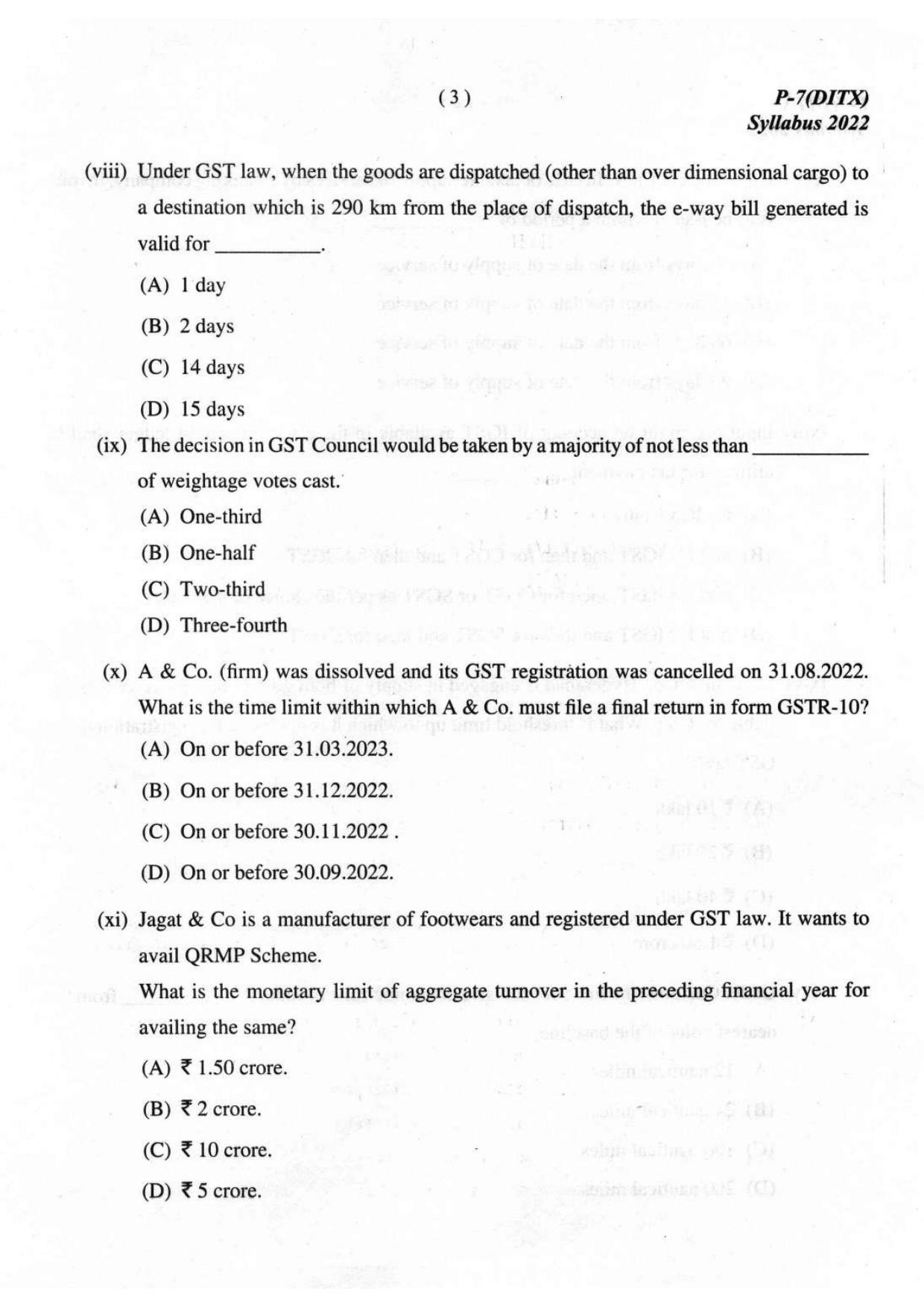 ICMAI Intermediate December 2023 Question Paper - Direct And Indirect Taxation - Page 3