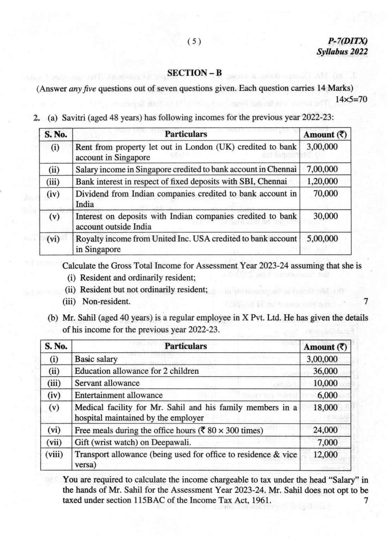 ICMAI Intermediate December 2023 Question Paper - Direct And Indirect Taxation - Page 5