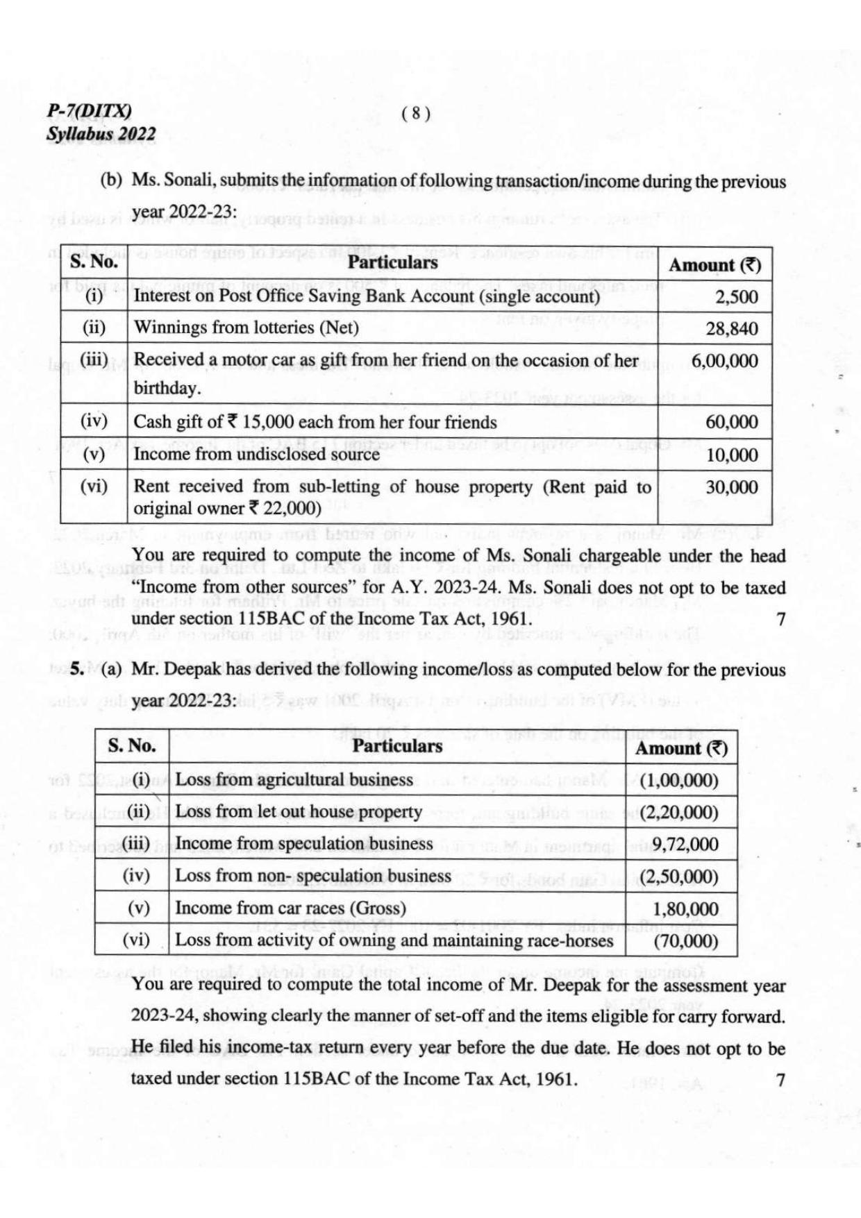 ICMAI Intermediate December 2023 Question Paper - Direct And Indirect Taxation - Page 8