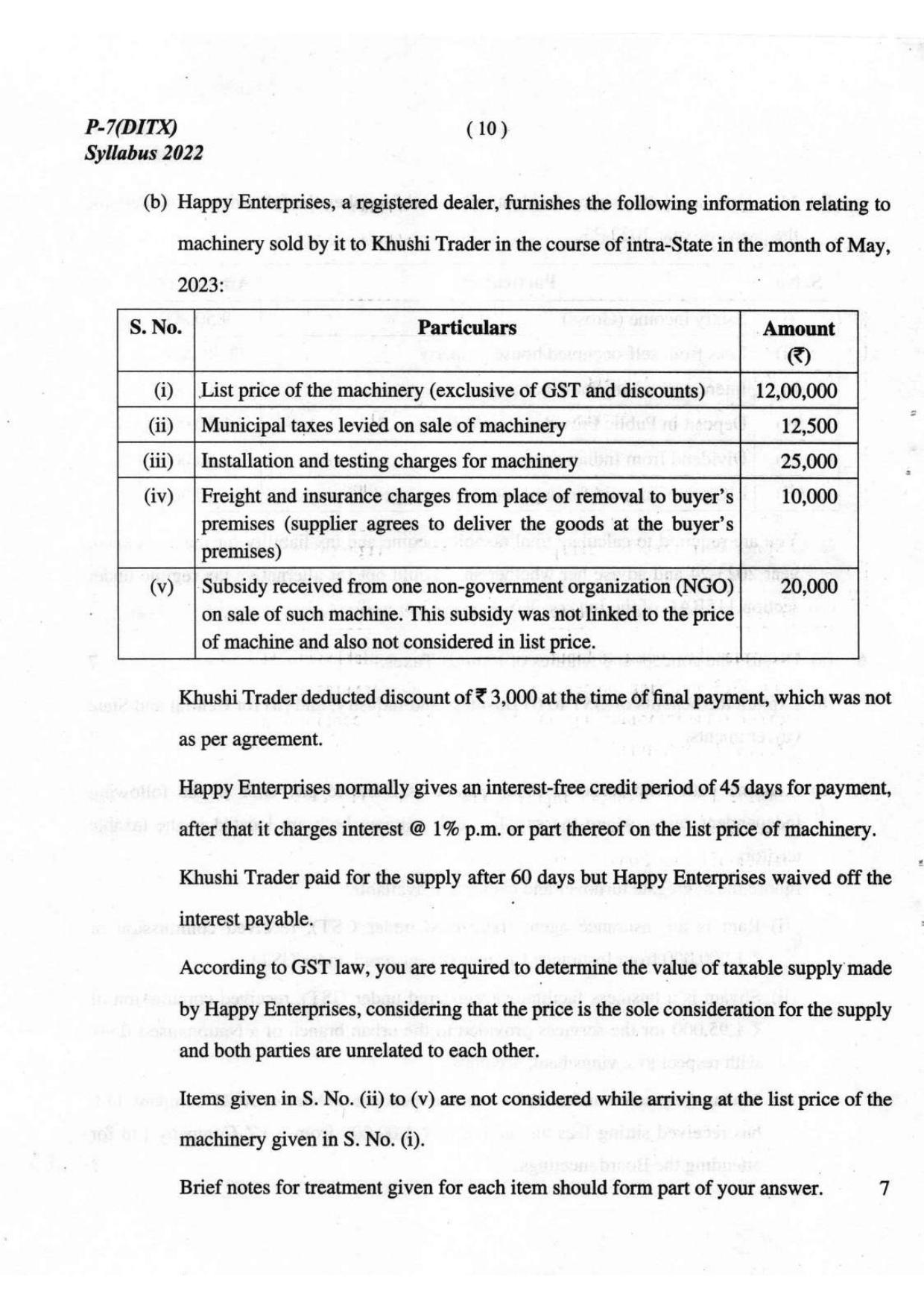 ICMAI Intermediate December 2023 Question Paper - Direct And Indirect Taxation - Page 10