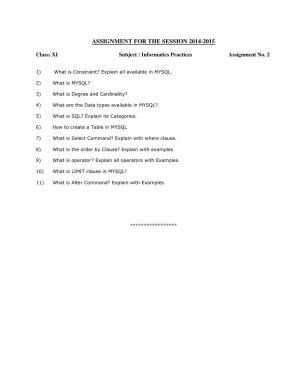 CBSE Worksheets for Class 11 Information Practices Assignment 4