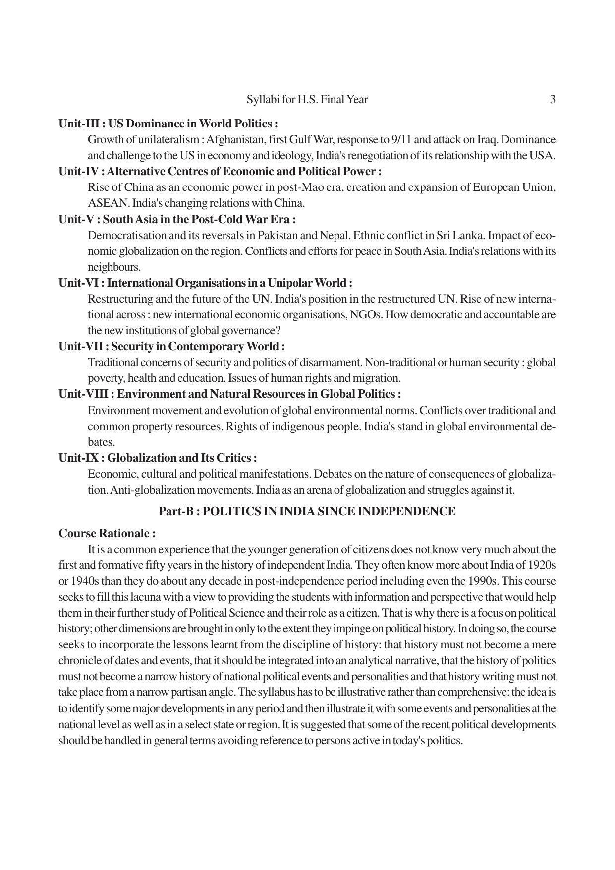 AHSEC 2nd Year Political Science Syllabus - Page 3