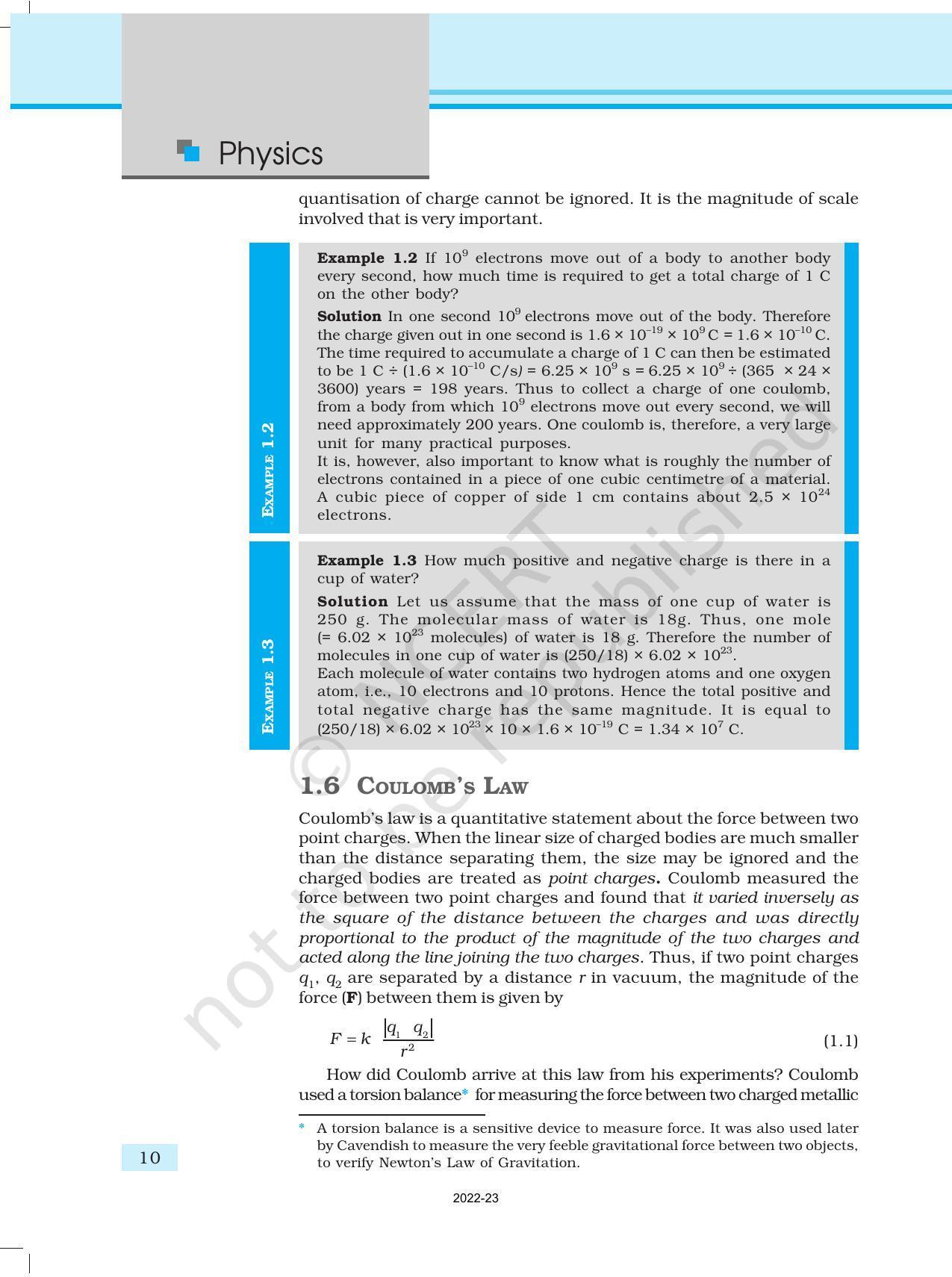 NCERT Book for Class 12 Physics Chapter 1 Electric Charges and Fields - Page 10