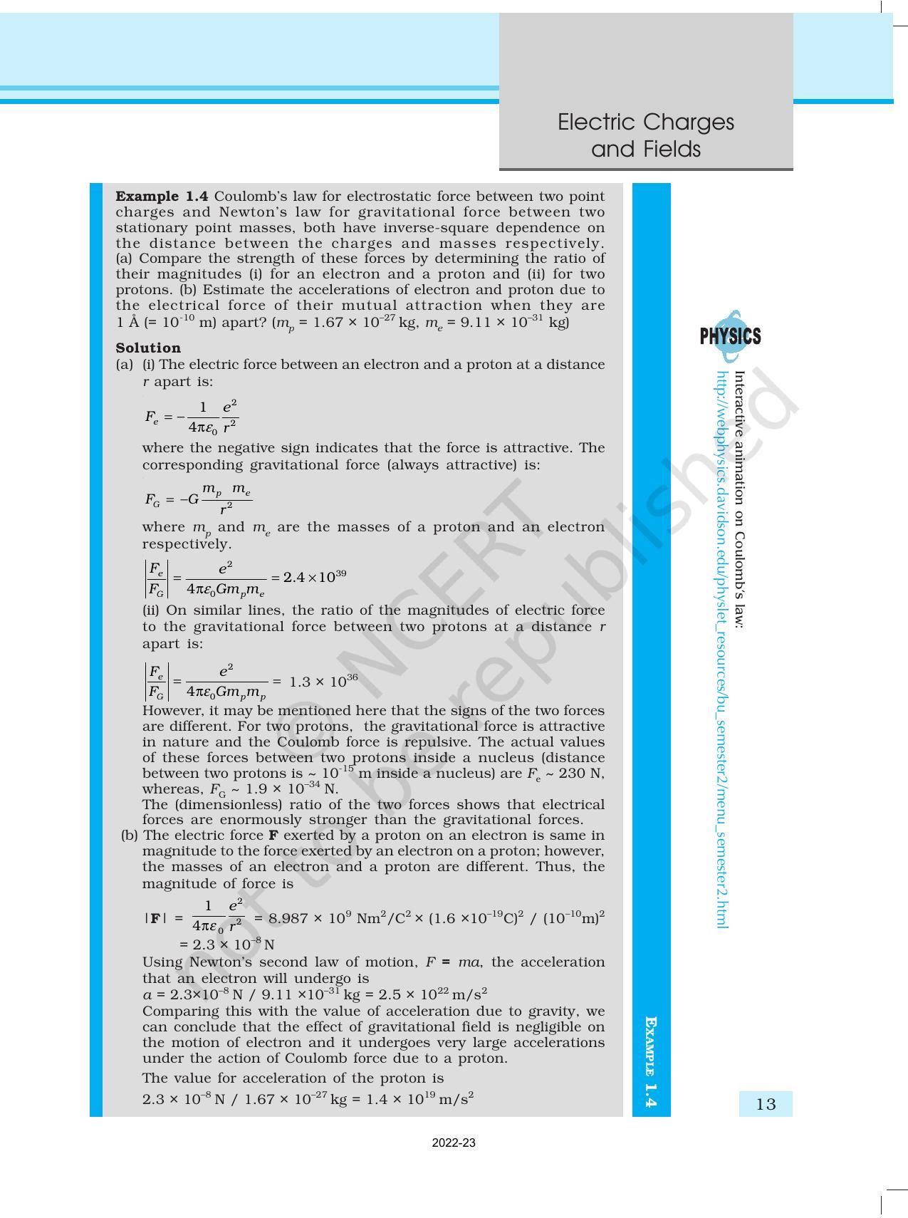 NCERT Book for Class 12 Physics Chapter 1 Electric Charges and Fields - Page 13