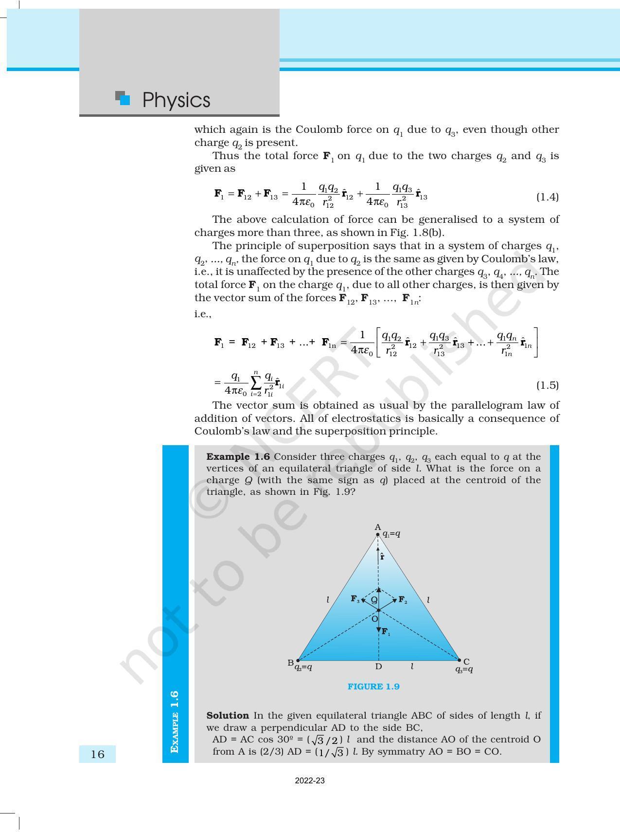 NCERT Book for Class 12 Physics Chapter 1 Electric Charges and Fields - Page 16