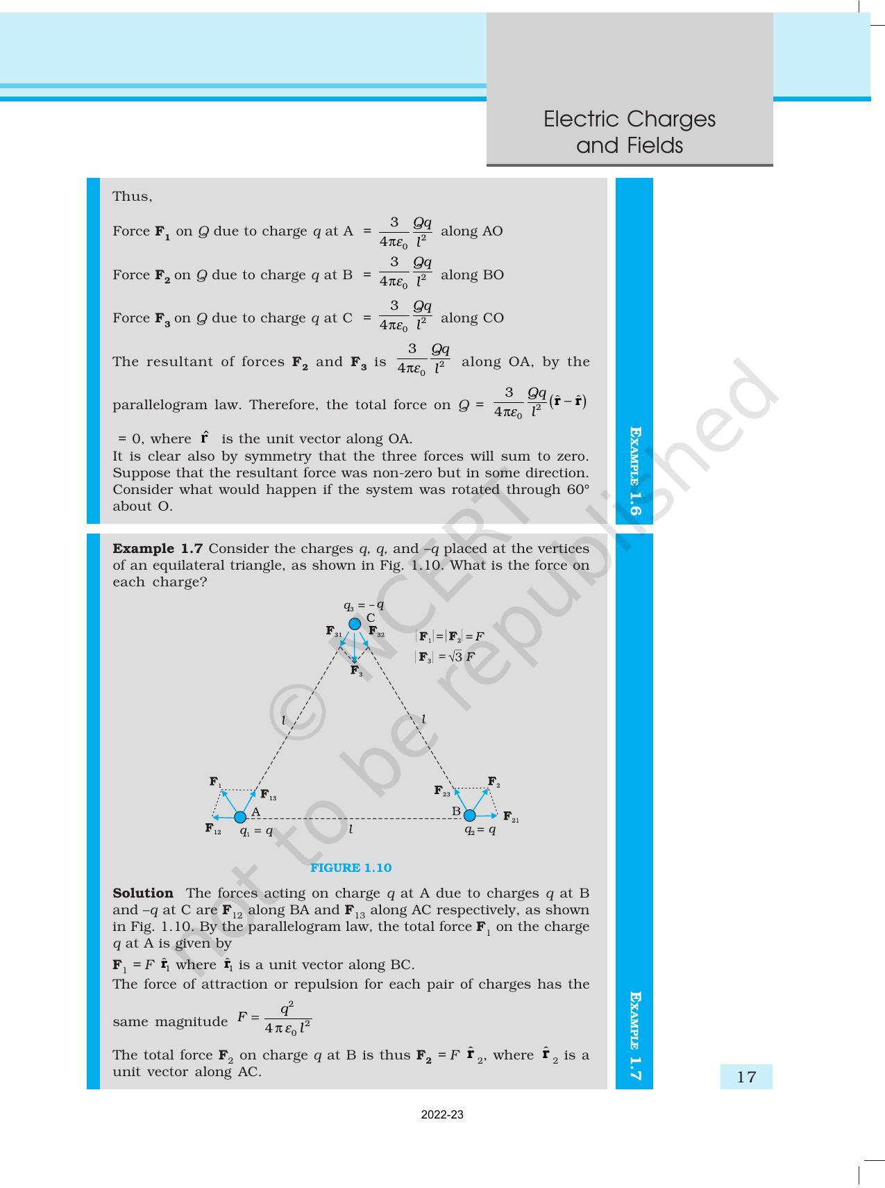 NCERT Book for Class 12 Physics Chapter 1 Electric Charges and Fields - Page 17