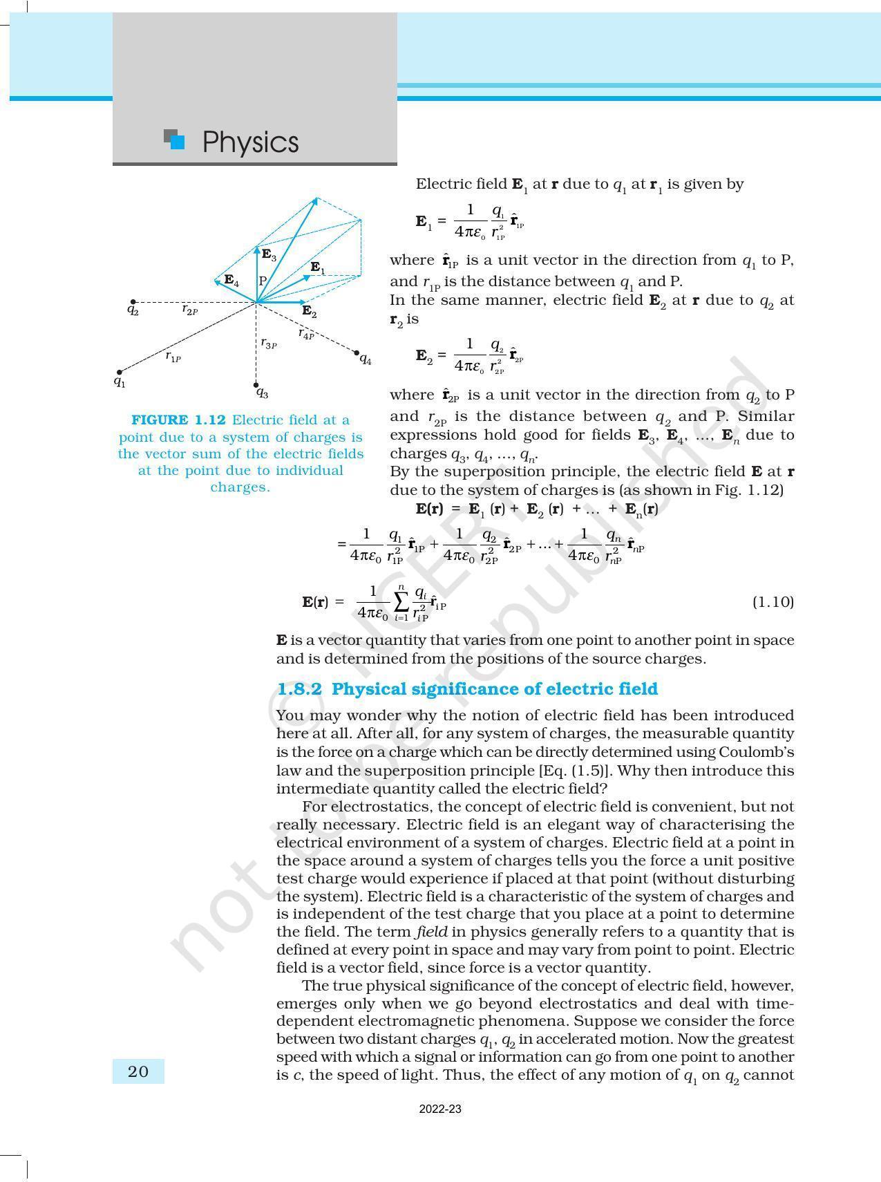 NCERT Book for Class 12 Physics Chapter 1 Electric Charges and Fields - Page 20