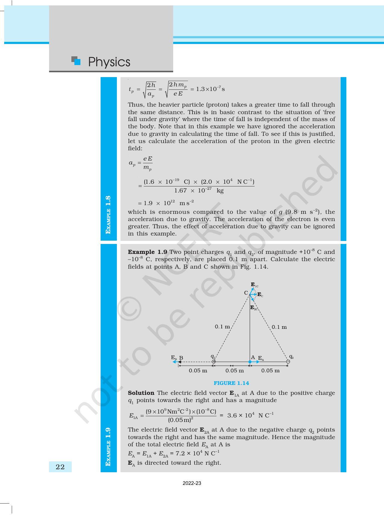 NCERT Book for Class 12 Physics Chapter 1 Electric Charges and Fields - Page 22