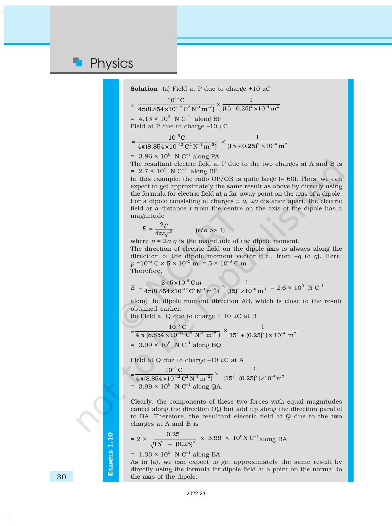 NCERT Book for Class 12 Physics Chapter 1 Electric Charges and Fields - Page 30