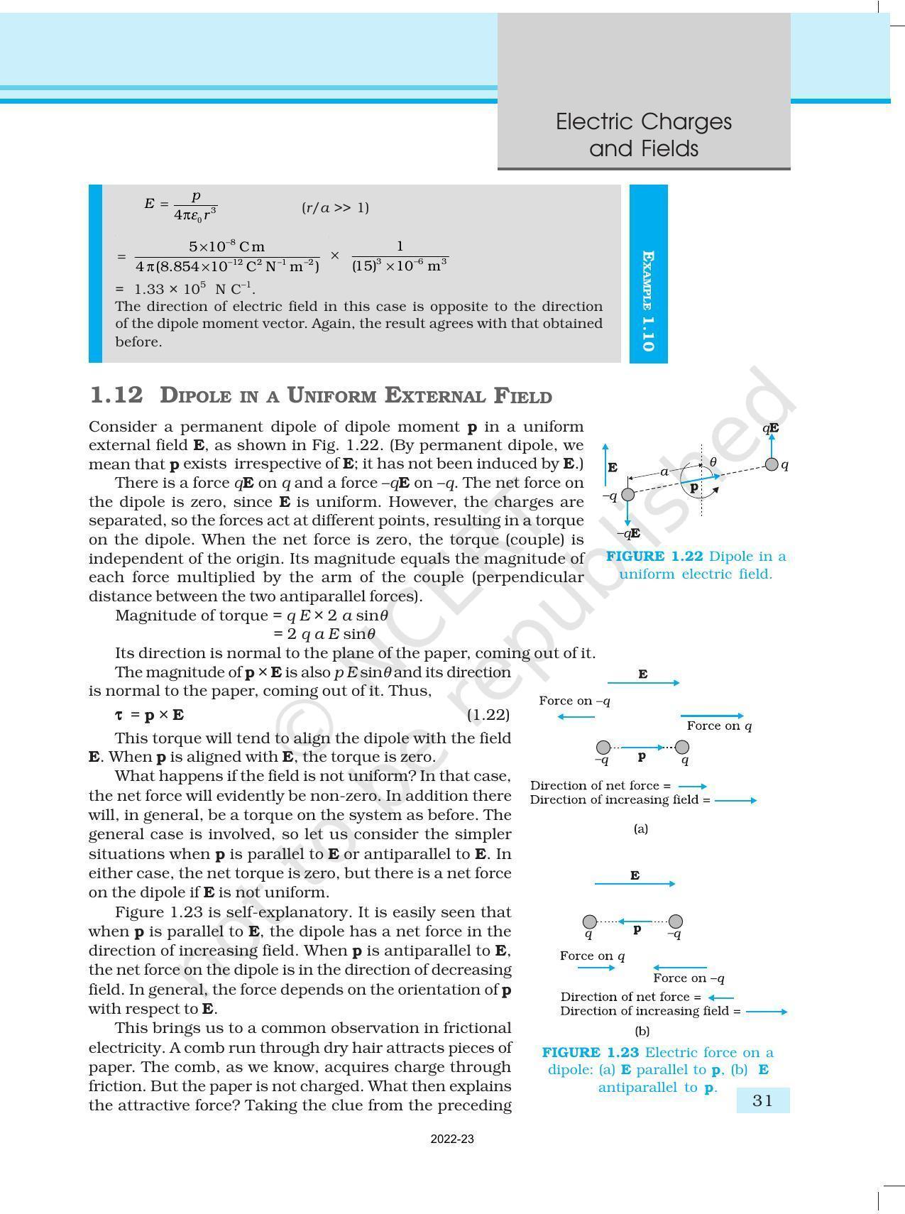 NCERT Book for Class 12 Physics Chapter 1 Electric Charges and Fields - Page 31