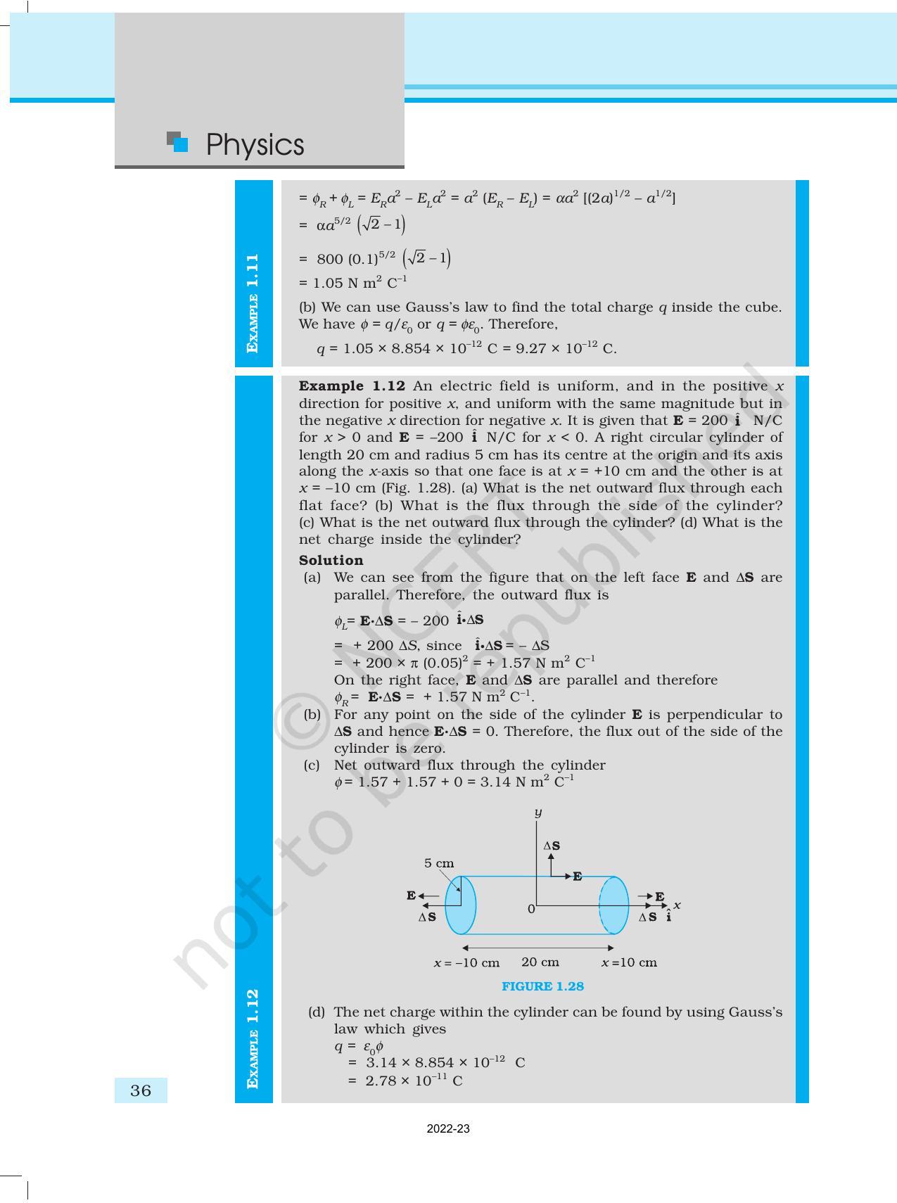NCERT Book for Class 12 Physics Chapter 1 Electric Charges and Fields - Page 36