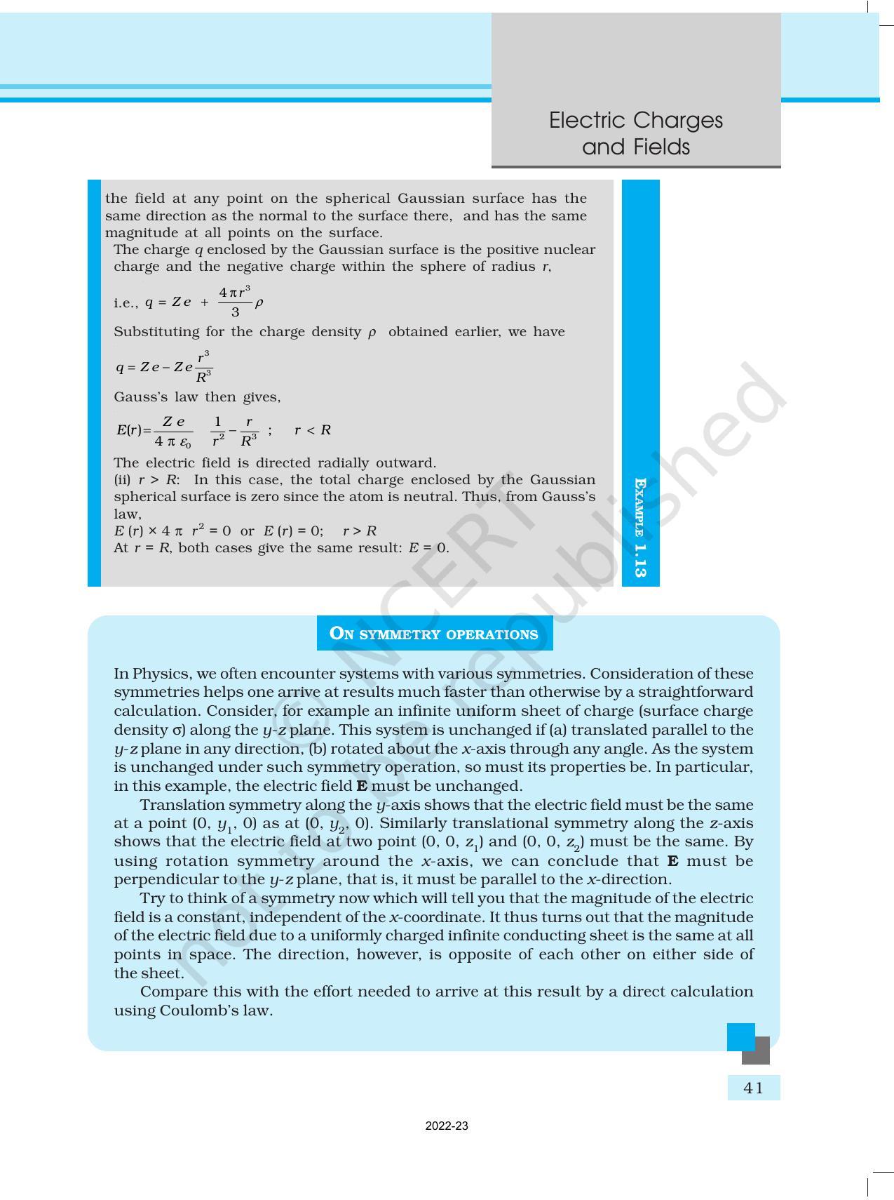 NCERT Book for Class 12 Physics Chapter 1 Electric Charges and Fields - Page 41