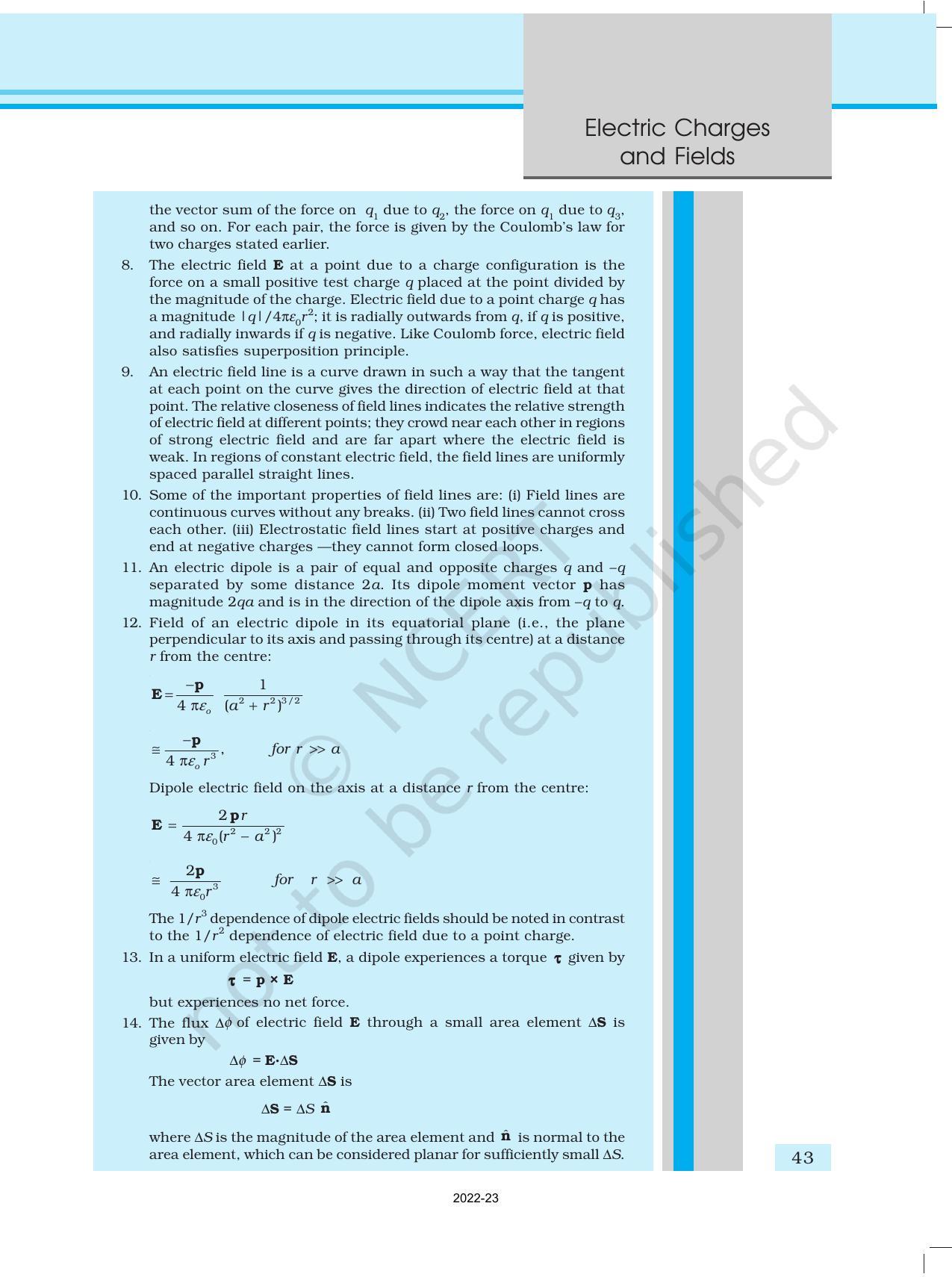 NCERT Book for Class 12 Physics Chapter 1 Electric Charges and Fields - Page 43