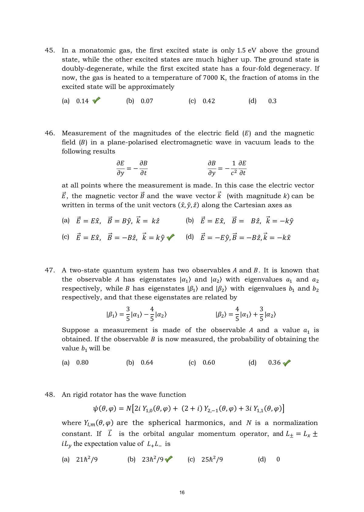 TIFR GS 2015 Physics X Question Paper - IndCareer Docs