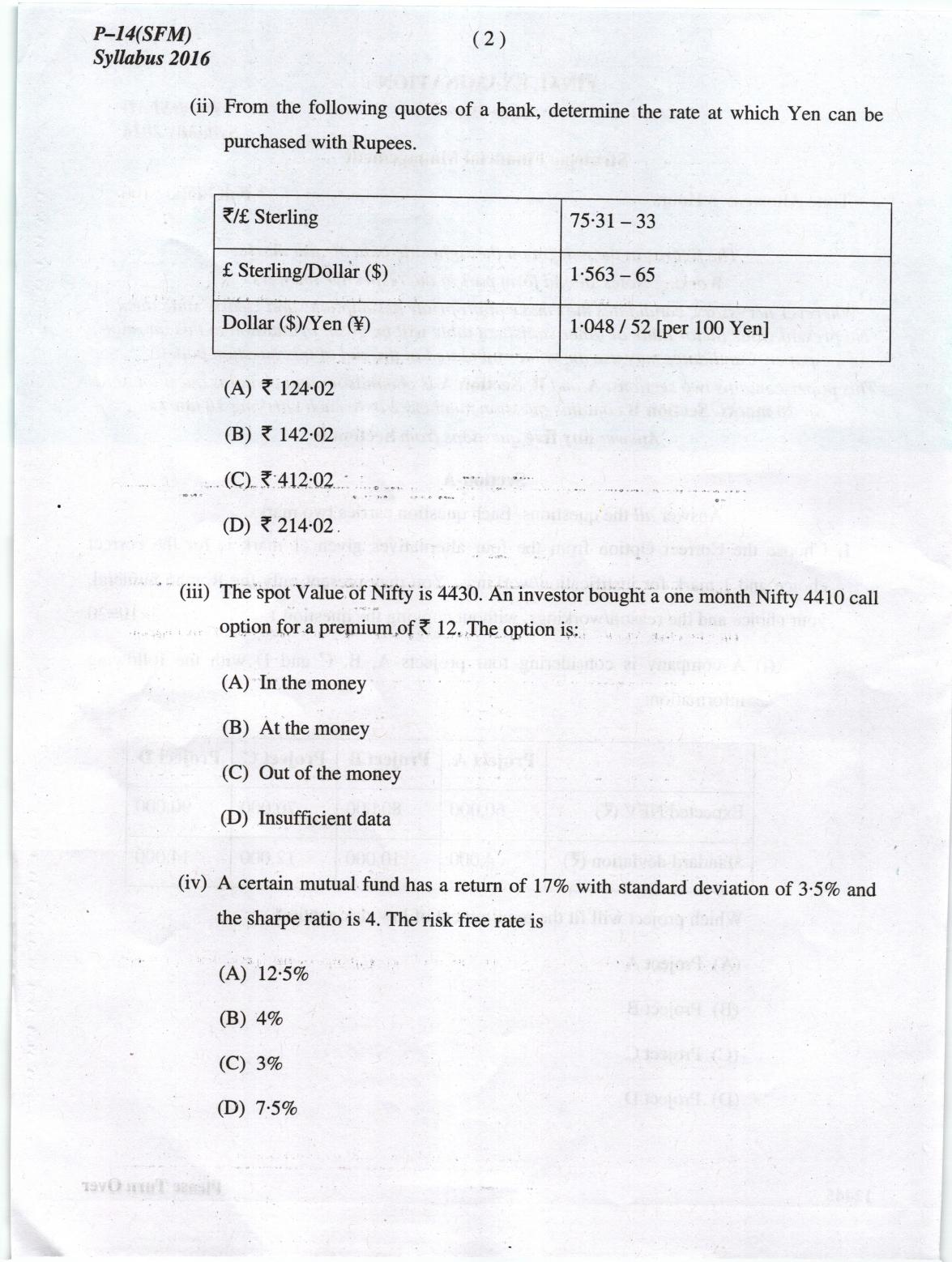 ICMAI June 2019 Strategic Financial Management Question Paper (Final