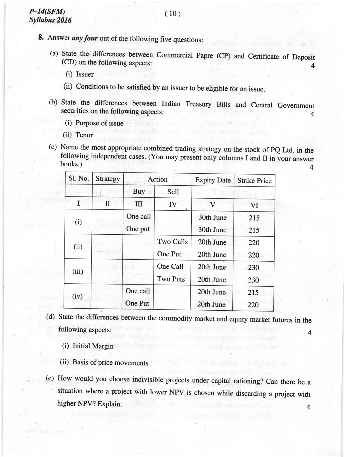 ICMAI June 2019 Strategic Financial Management Question Paper (Final