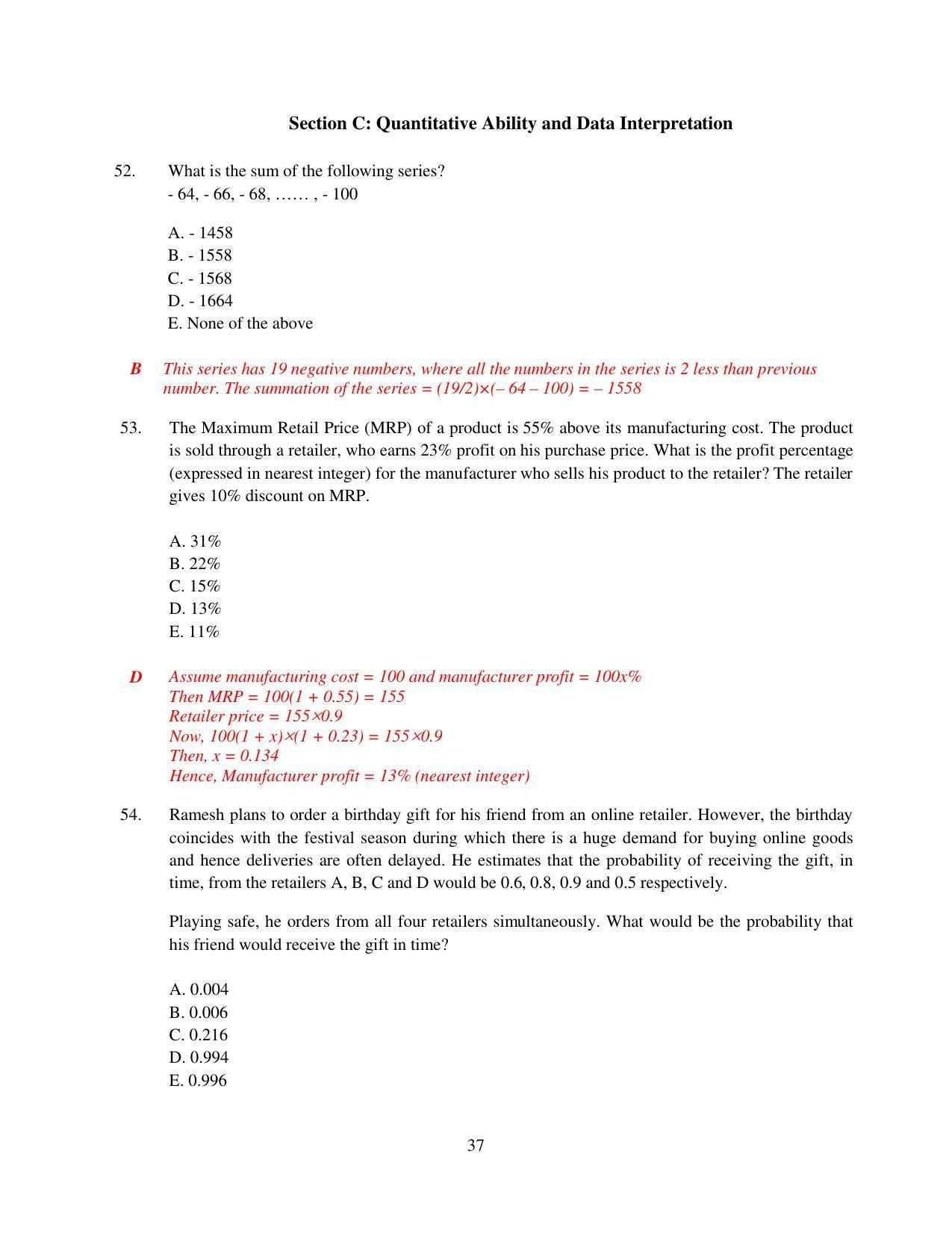 XAT 2015 Set D Question Papers - Page 38