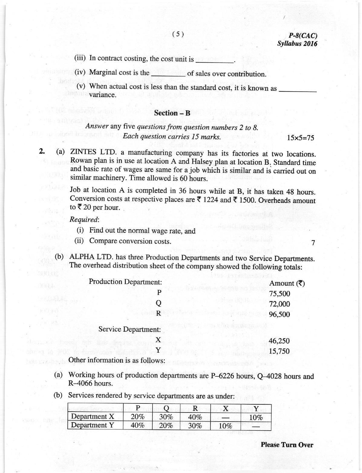 ICMAI June 2019 Cost Accounting Question Paper IndCareer Docs