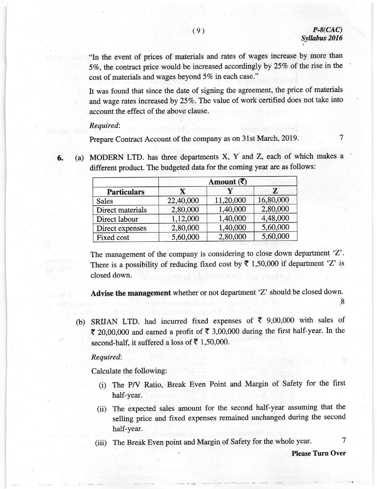 ICMAI June 2019 Cost Accounting Question Paper IndCareer Docs