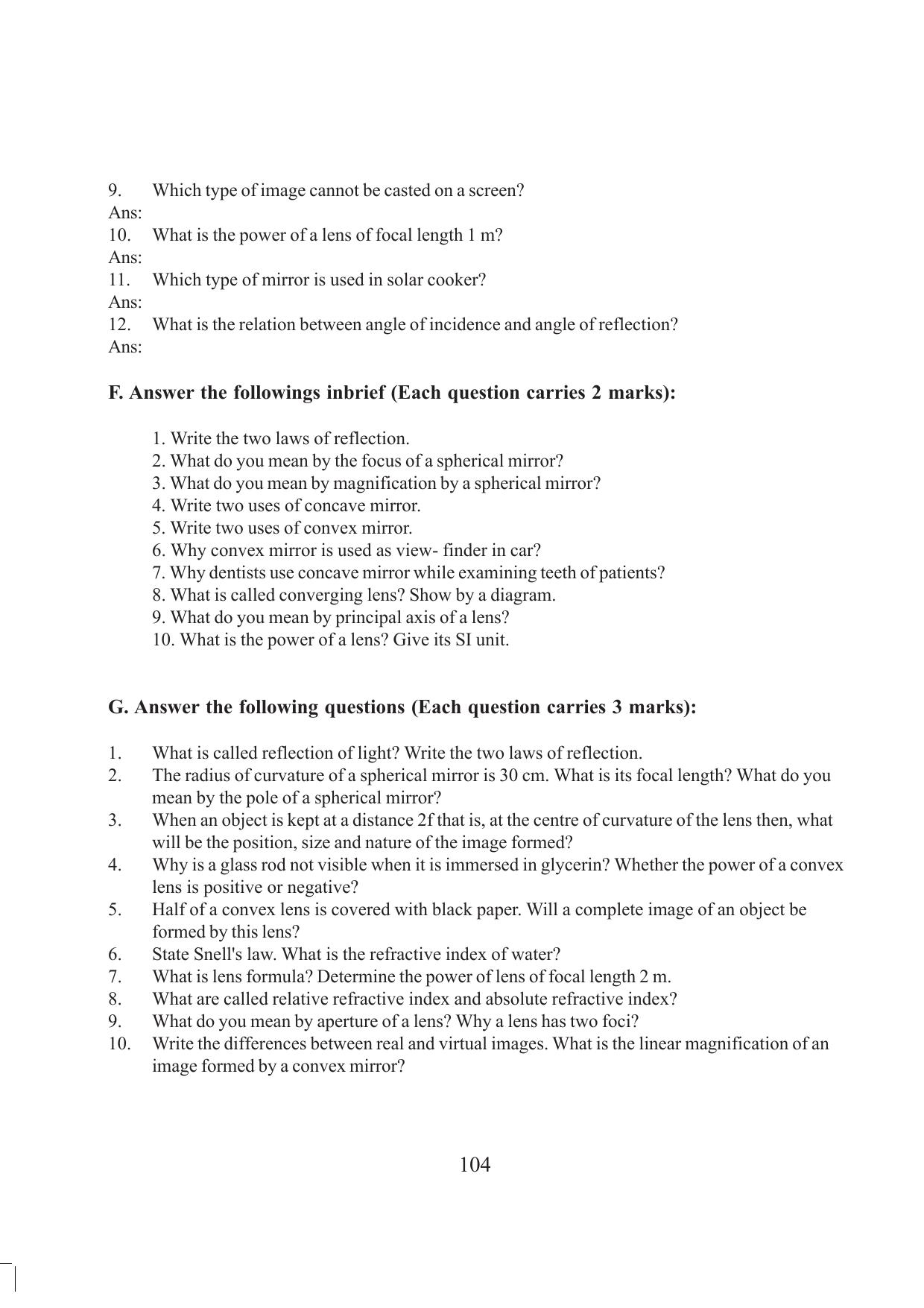 Tripura Board Class 10 Science English Version Workbooks - Page 110