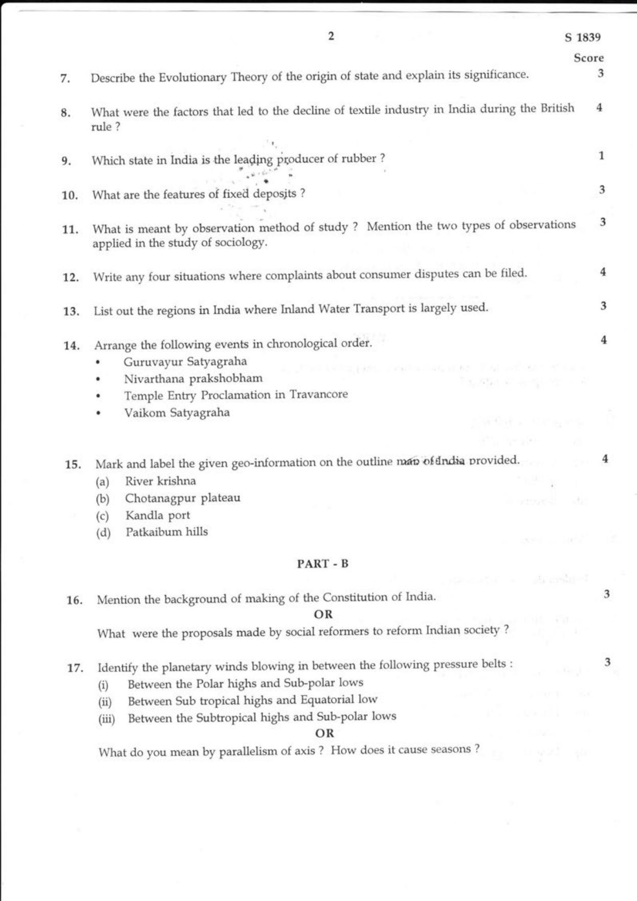 Kerala SSLC 2018 Social Science (EM) Question Paper - Page 2