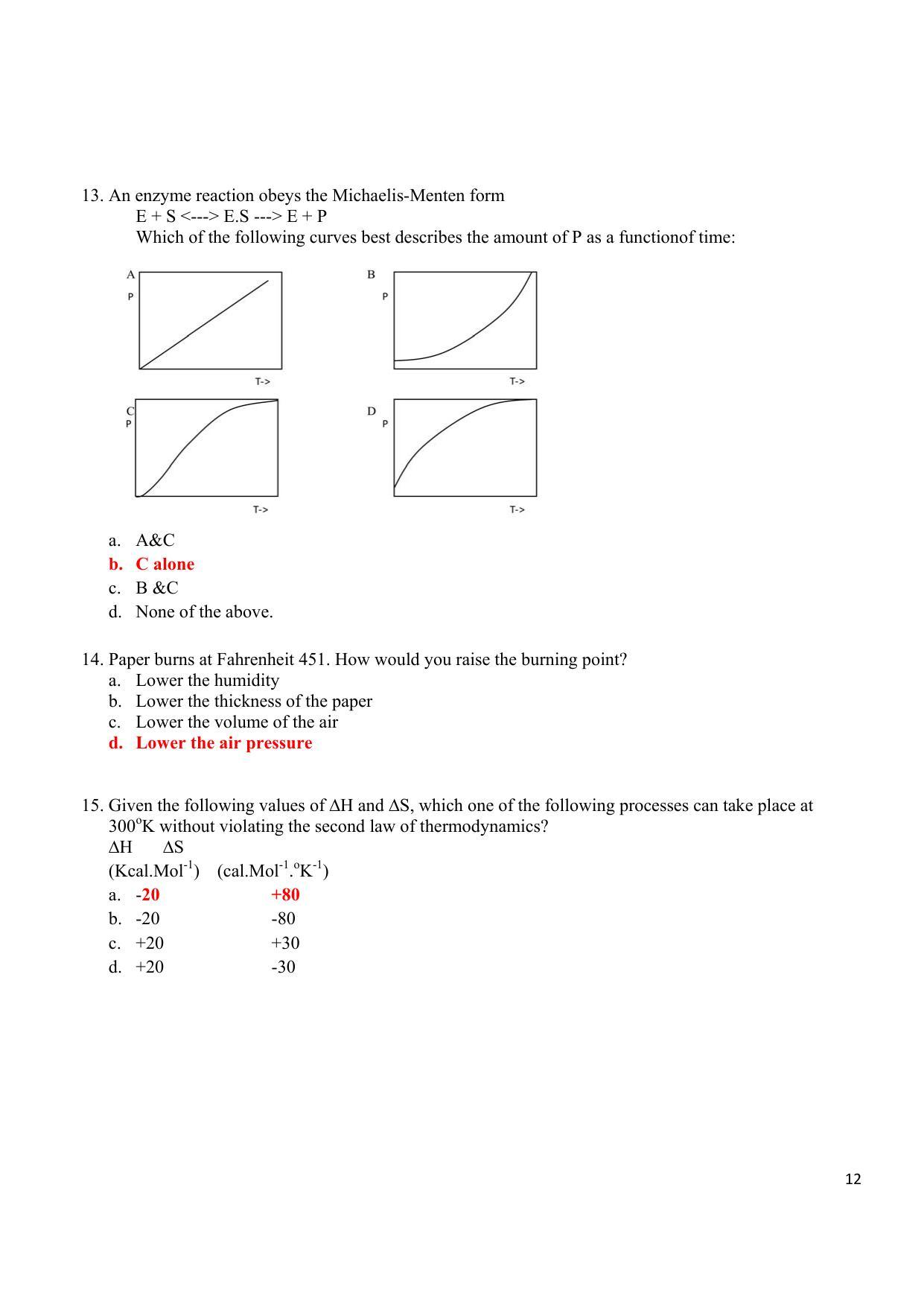 TIFR GS 2013 Biology Question Paper - IndCareer Docs