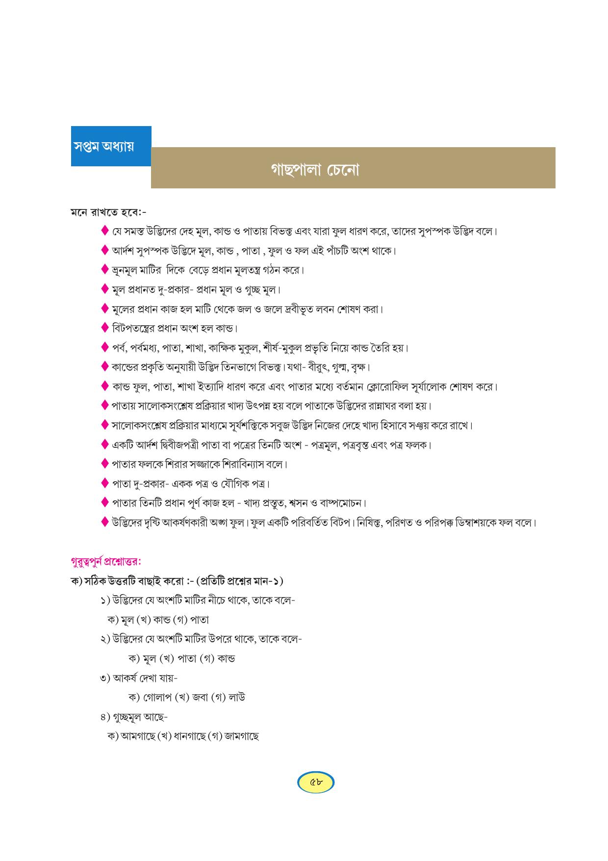 Tripura Board Class 6 Science Bengali Version Workbooks - Page 58