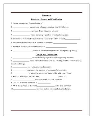 CBSE Worksheets for Class 8 Social Science Resources Concept and Classification Assignment