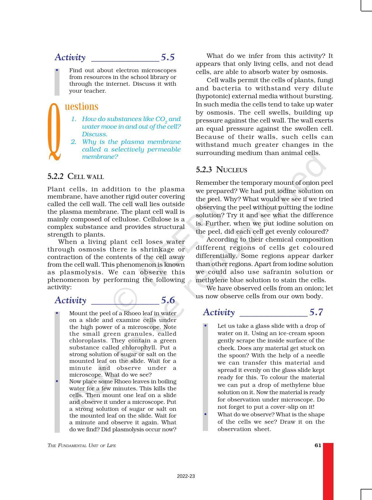 NCERT Book for Class 9 Science Chapter 5 The Fundamental Unit Of Life - Page 5