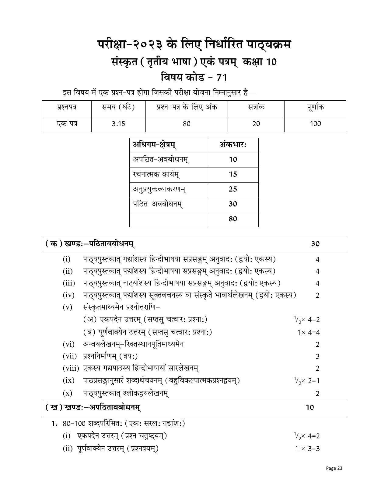 RBSE Class 10 Complete Syllabus 2023 - Page 23