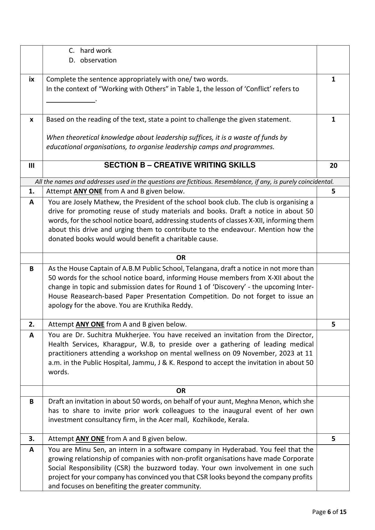 Cbse Class 12 English Core Sample Paper 2023 Indcareer Docs