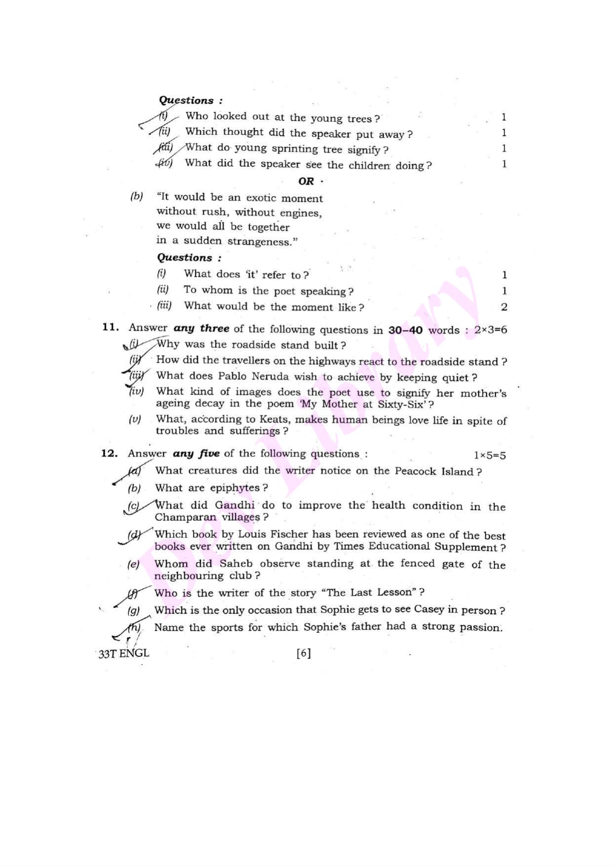 Assam HS 2nd Year English 2023 Question Paper - Page 6