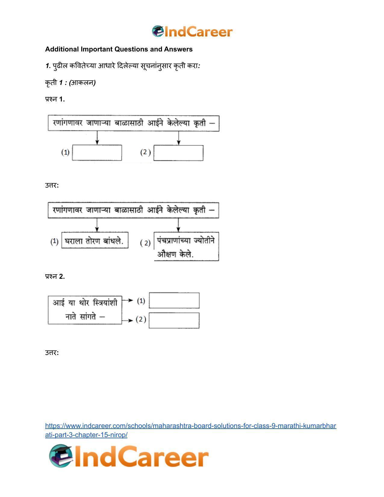 Maharashtra Board Solutions for Class 9- Marathi Kumarbharati (Part- 3): Chapter 15- निरोप - Page 6