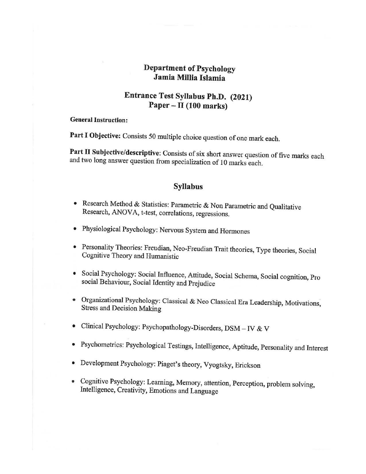JMI Entrance Exam FACULTY OF SOCIAL SCIENCES Syllabus - Page 18