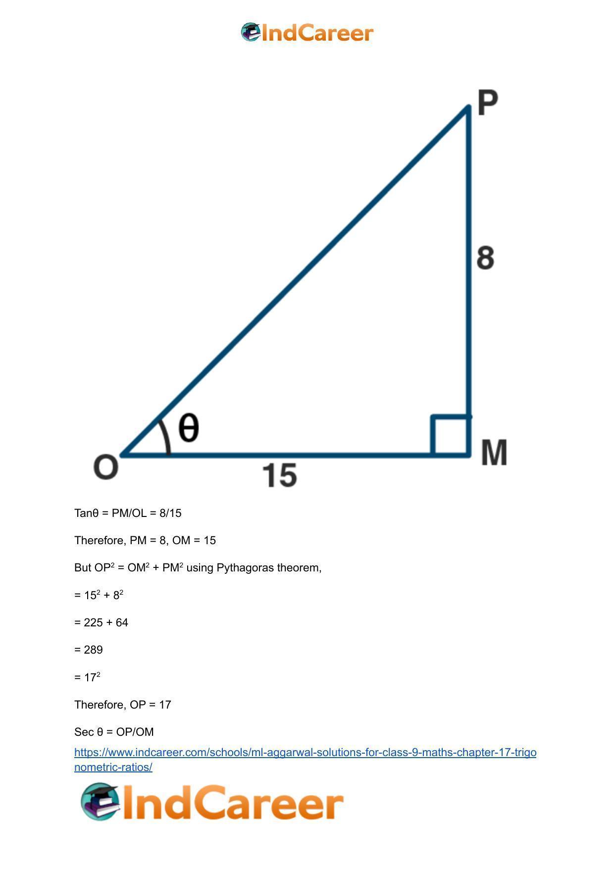 ML Aggarwal Solutions for Class 9 Maths Chapter 17- Trigonometric Ratios -  IndCareer Docs