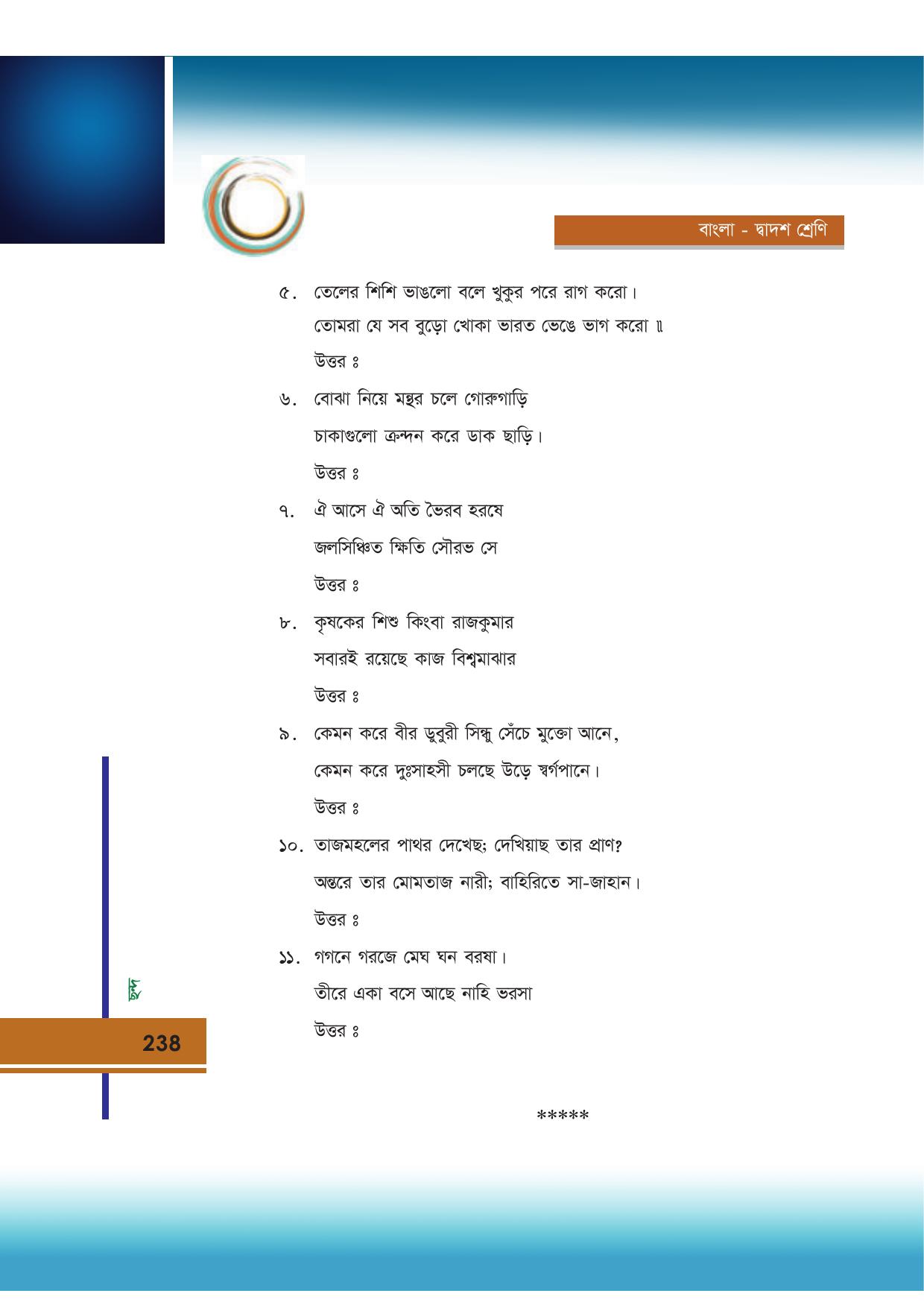 Tripura Board Class 12 Bengali Workbooks - Page 238