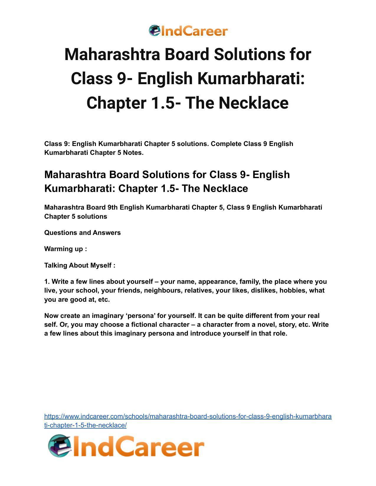 Class 10 English The Necklace Question Answers | The Necklace NCERT  Solutions