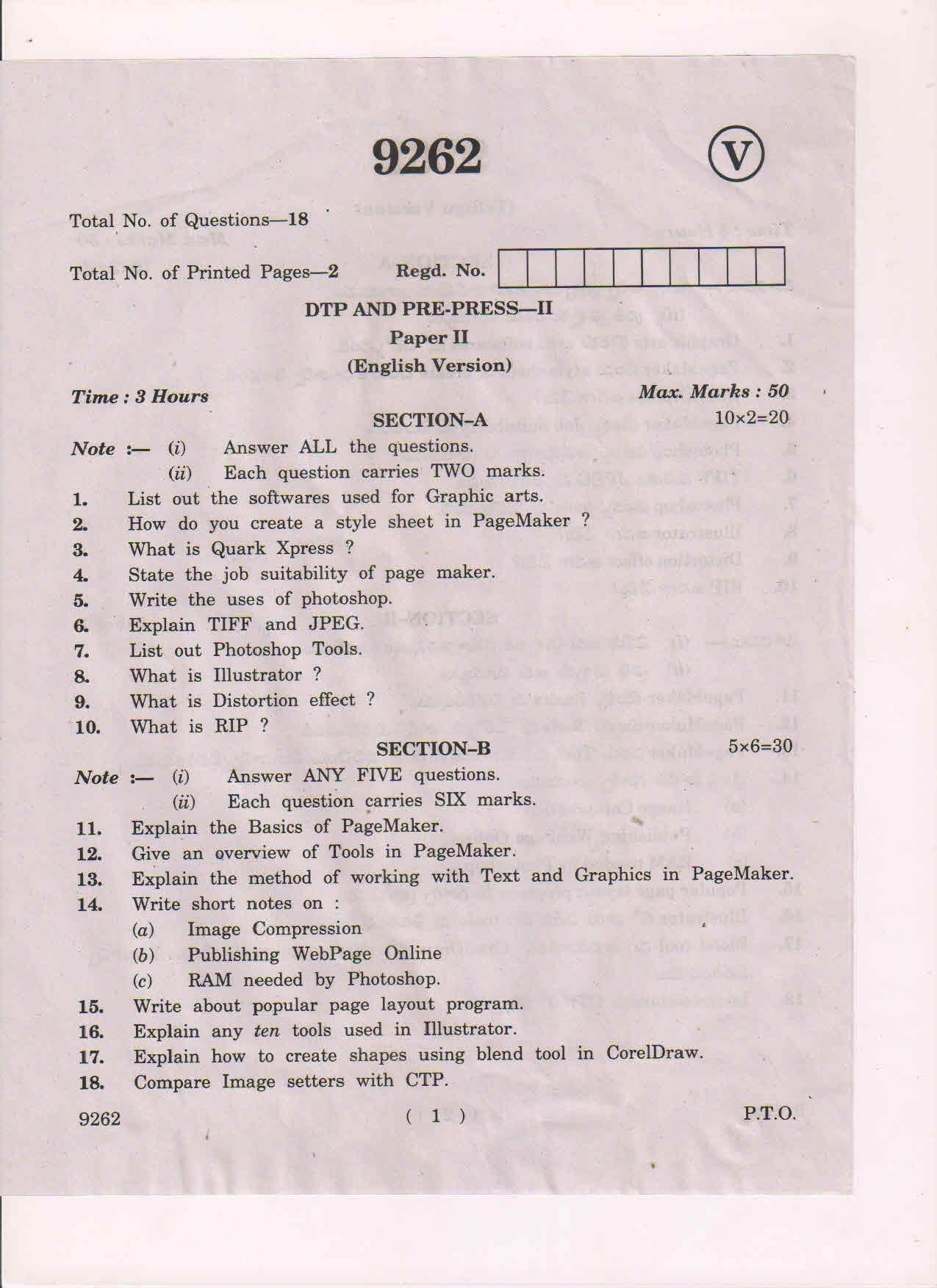 AP Inter 2nd Year DTP And Pre-Press-II March-2019-Vocational Question ...