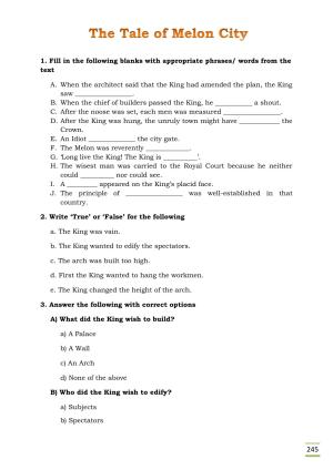 CBSE Worksheets for Class 11 English Tale of Melon City questions answers